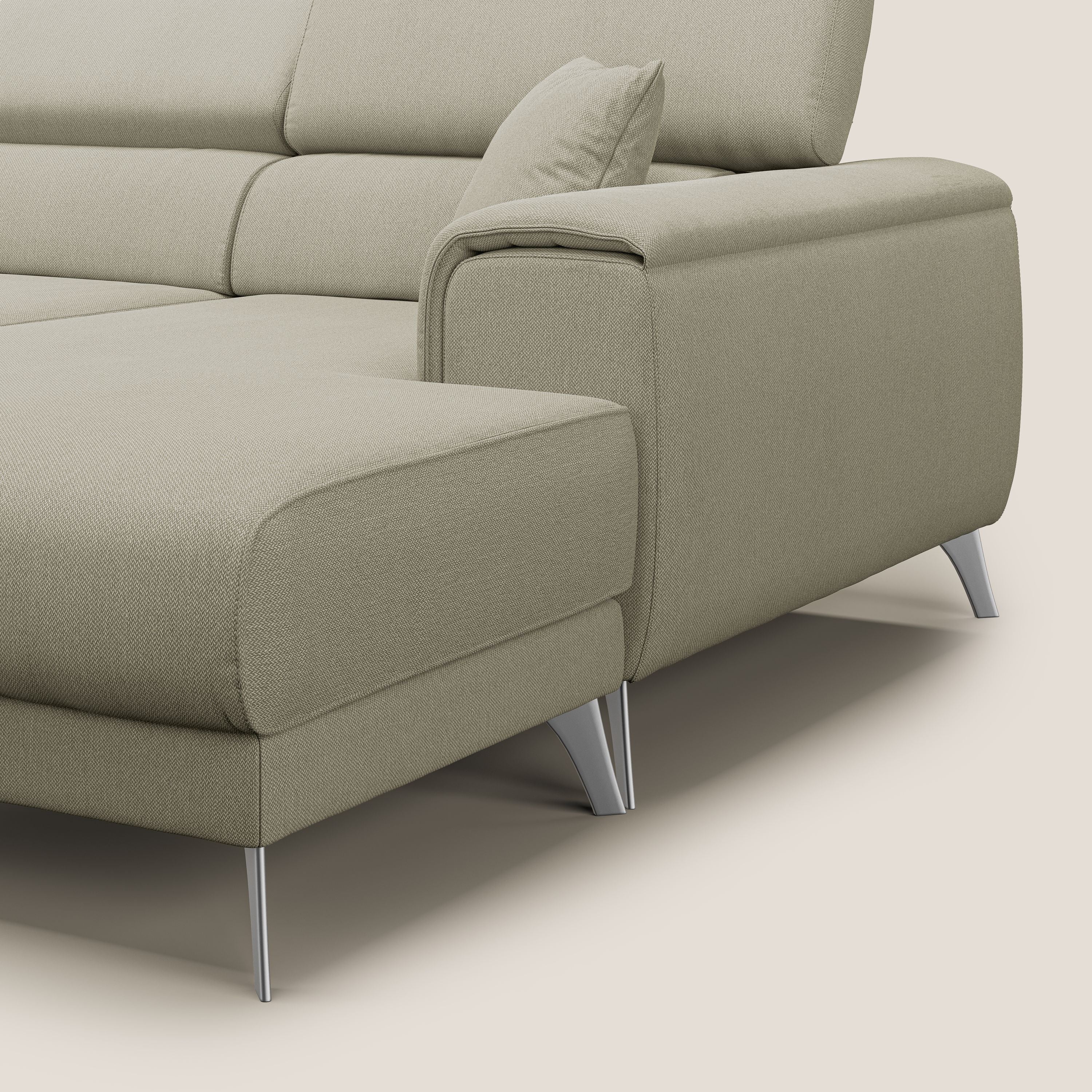 Fusion Divano angolare con sedute scorrevoli in tessuto morbido smacchiabile T05 panna - divani.store