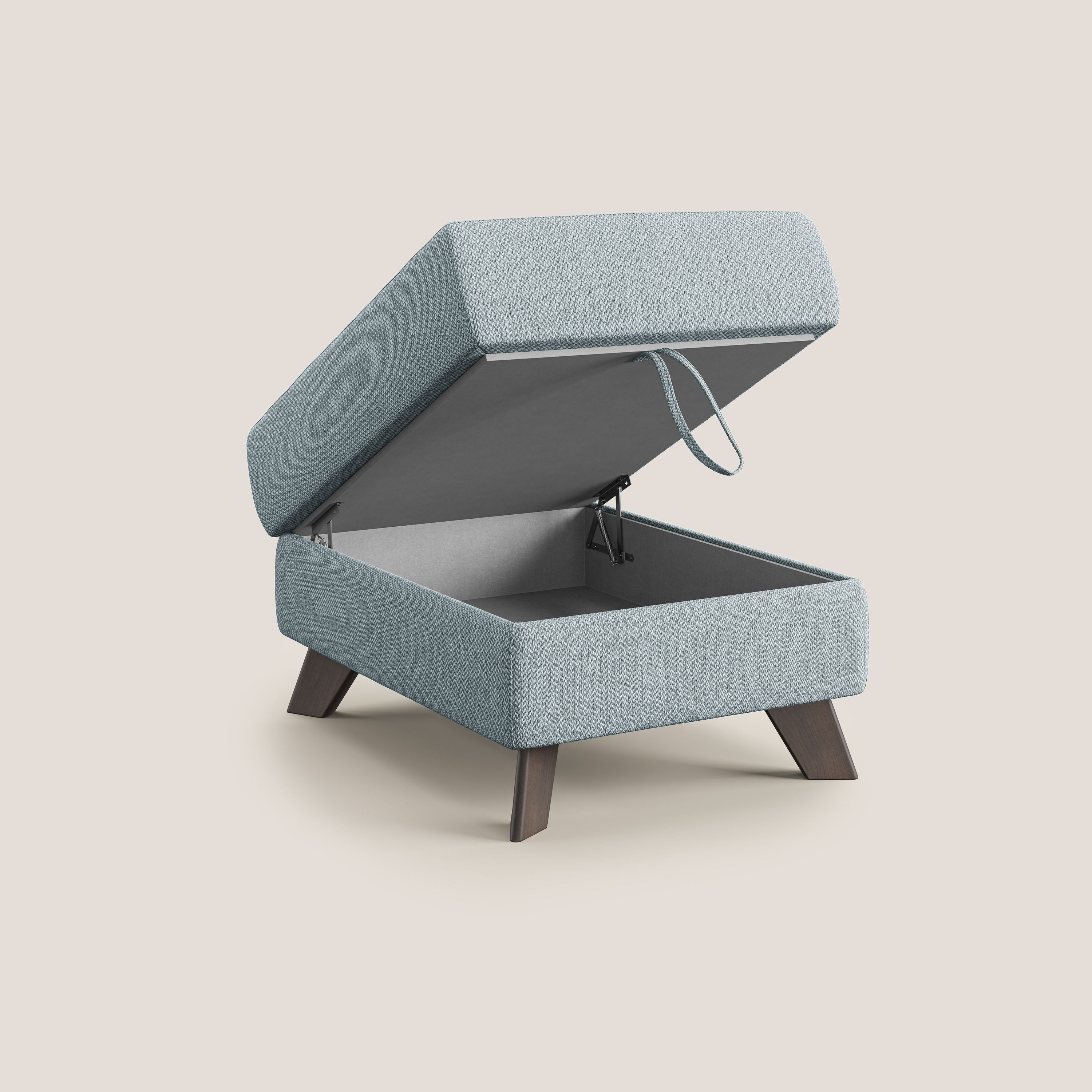 Moon Pouf contenitore e piedini alti in tessuto smacchiabile con acqua T05 carta da zucchero - divani.store