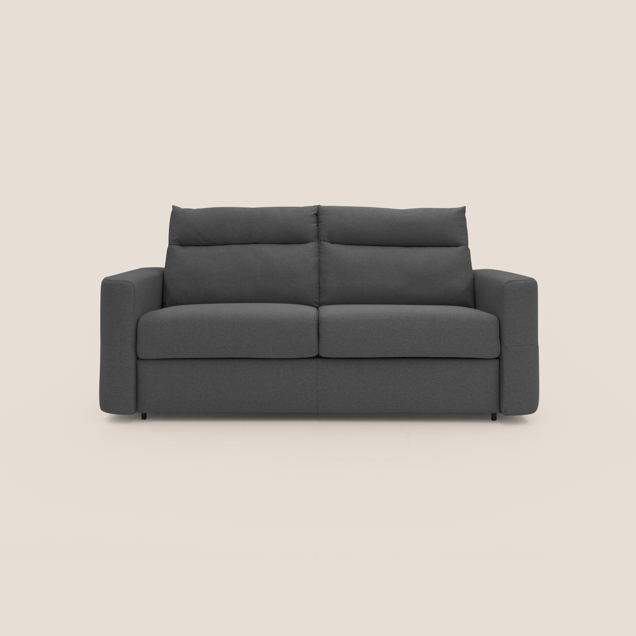 Cupido Schlafsofa 202 cm (mat. 140x197 cm) Matratze H18 aus wasserfestem, baumwollähnlichem Stoff T13 ANTHRAZIT