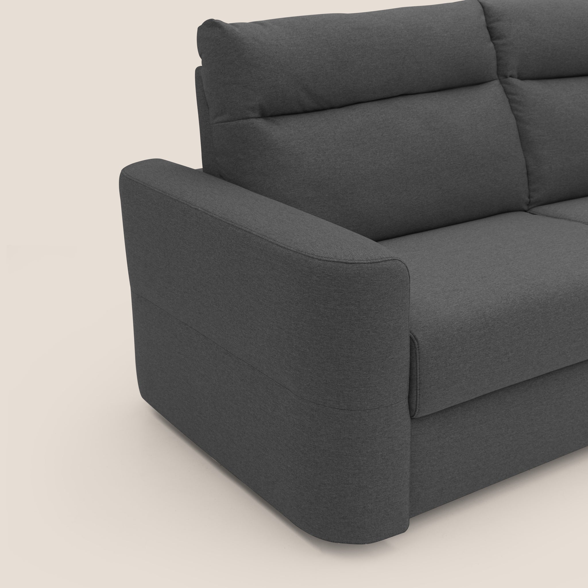 Cupido Schlafsofa 202 cm (mat. 140x197 cm) Matratze H18 aus wasserfestem, baumwollähnlichem Stoff T13 ANTHRAZIT