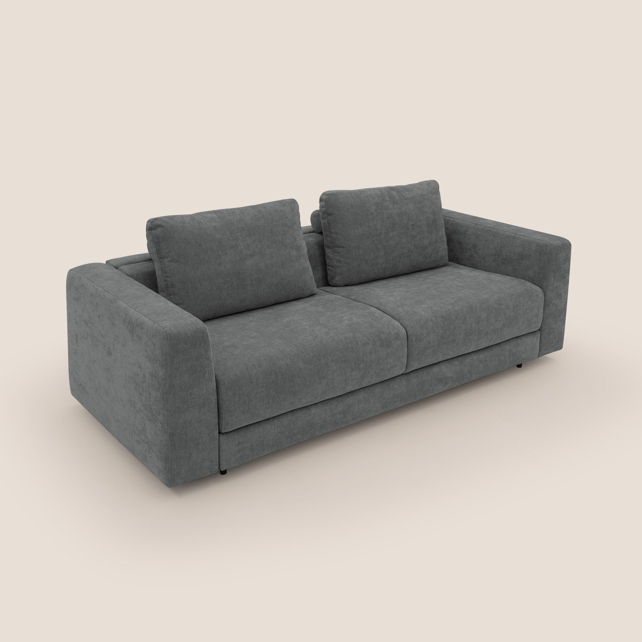 Freia Minimales Schlafsofa mit h15 cm Matratze und weichen Rückenlehnen aus wasserfestem Stoff T14