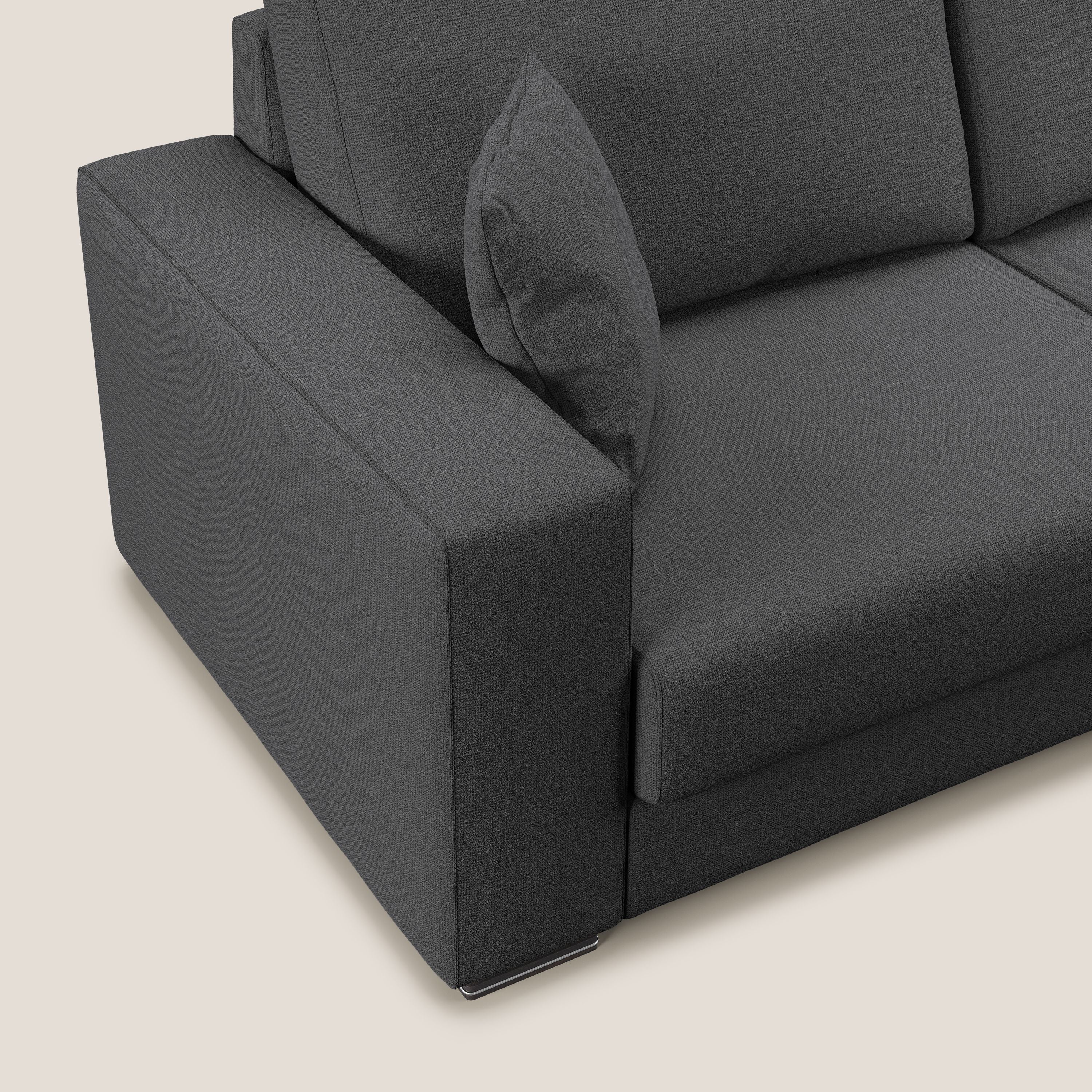 Marte divano angolare in tessuto smacchiabile impermeabile T08 antracite - divani.store