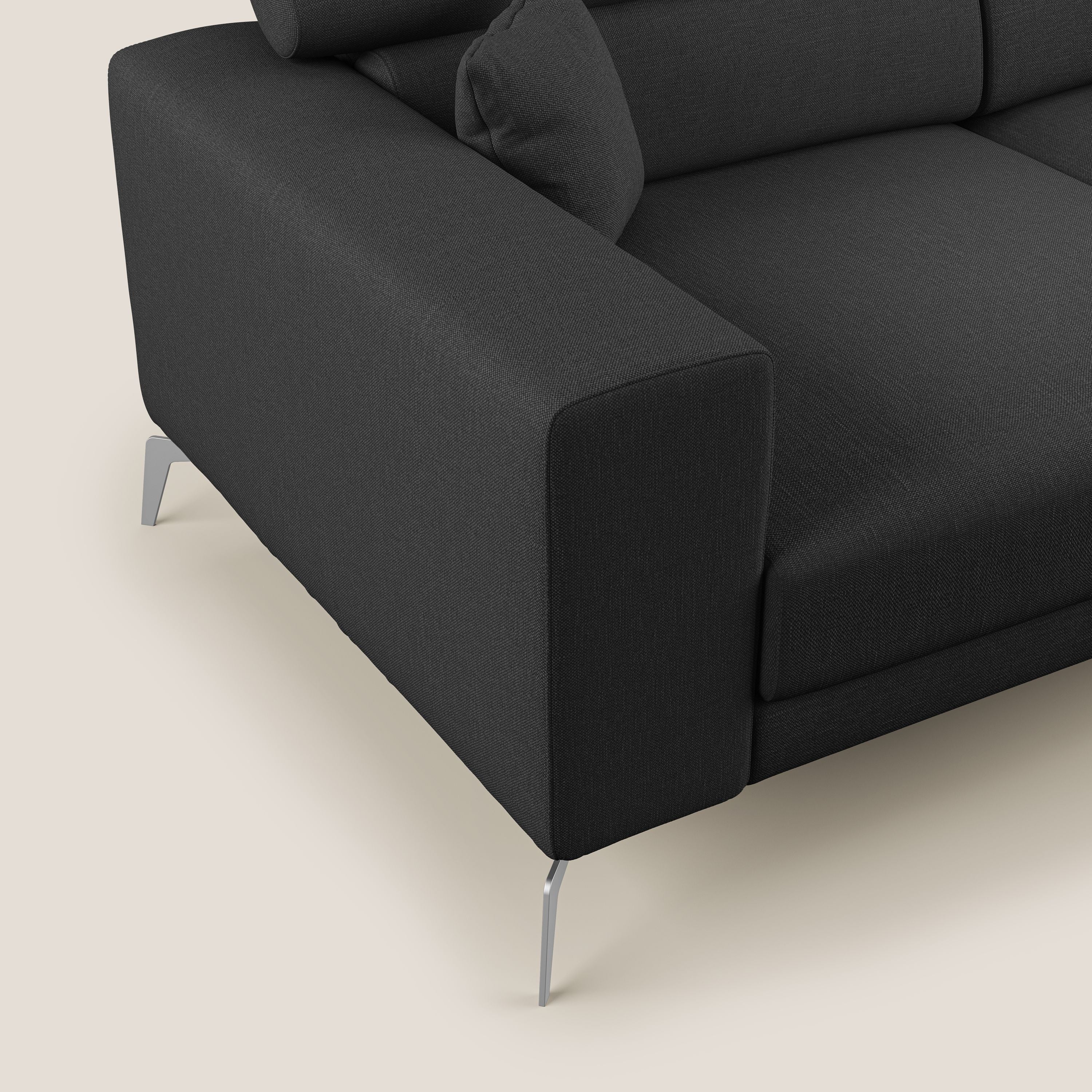 Blade Divano con poggiatesta reclinabili in tessuto impermeabile misto cotone T13 antracite - divani.store