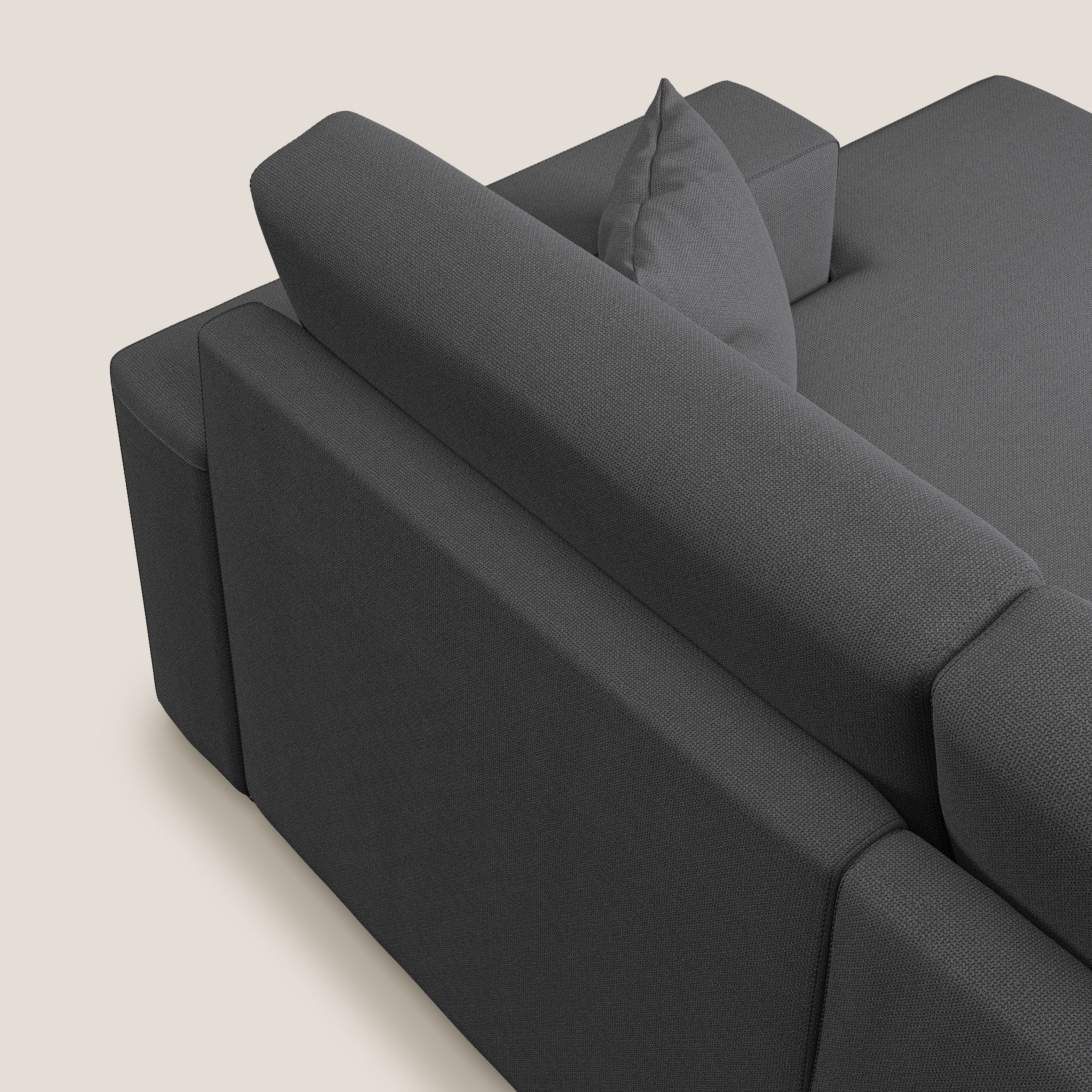 Marte divano angolare in tessuto smacchiabile impermeabile T08 antracite - divani.store