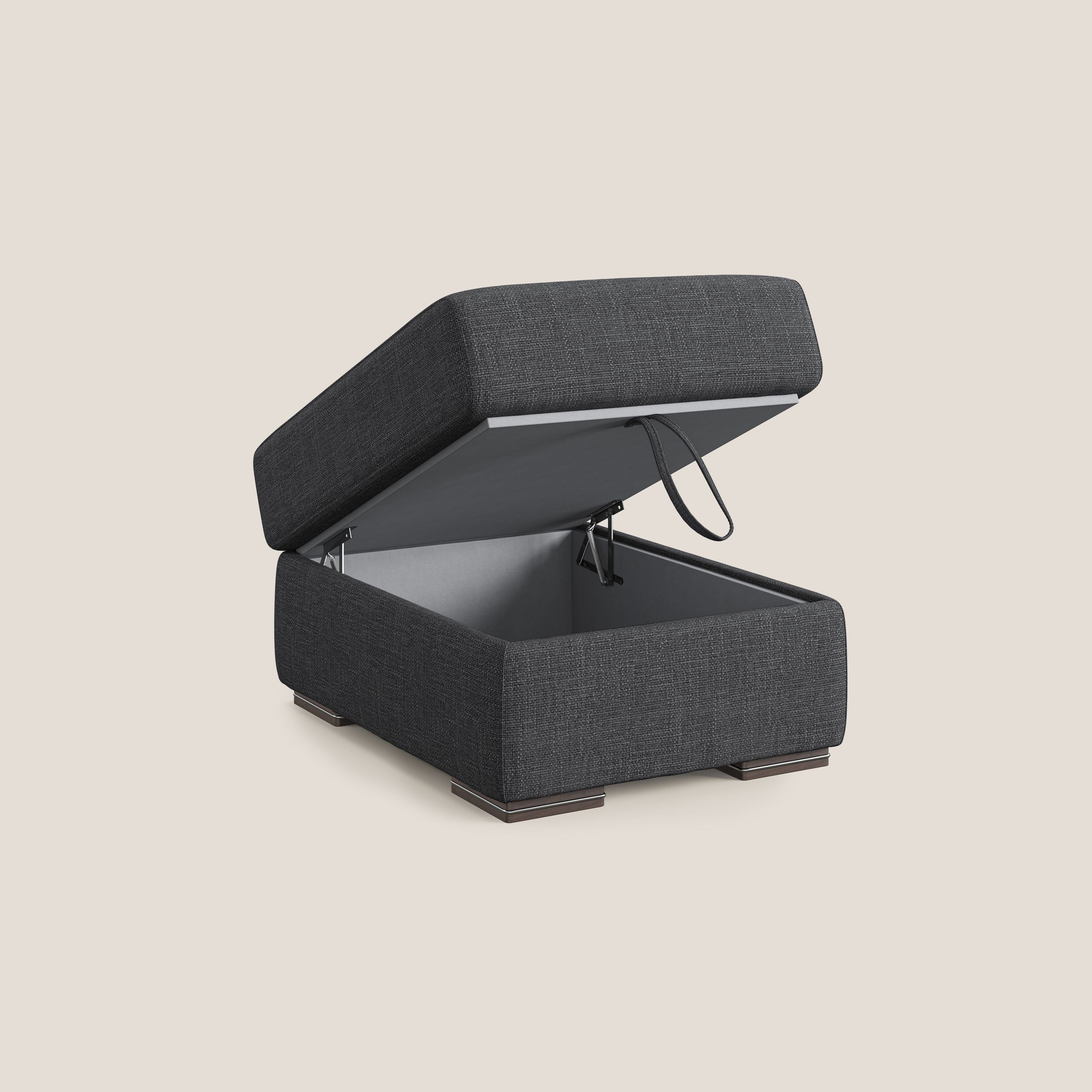 Sun pouf apribile contenitore in tessuto impermeabile morbido intreccio T06 antracite - divani.store