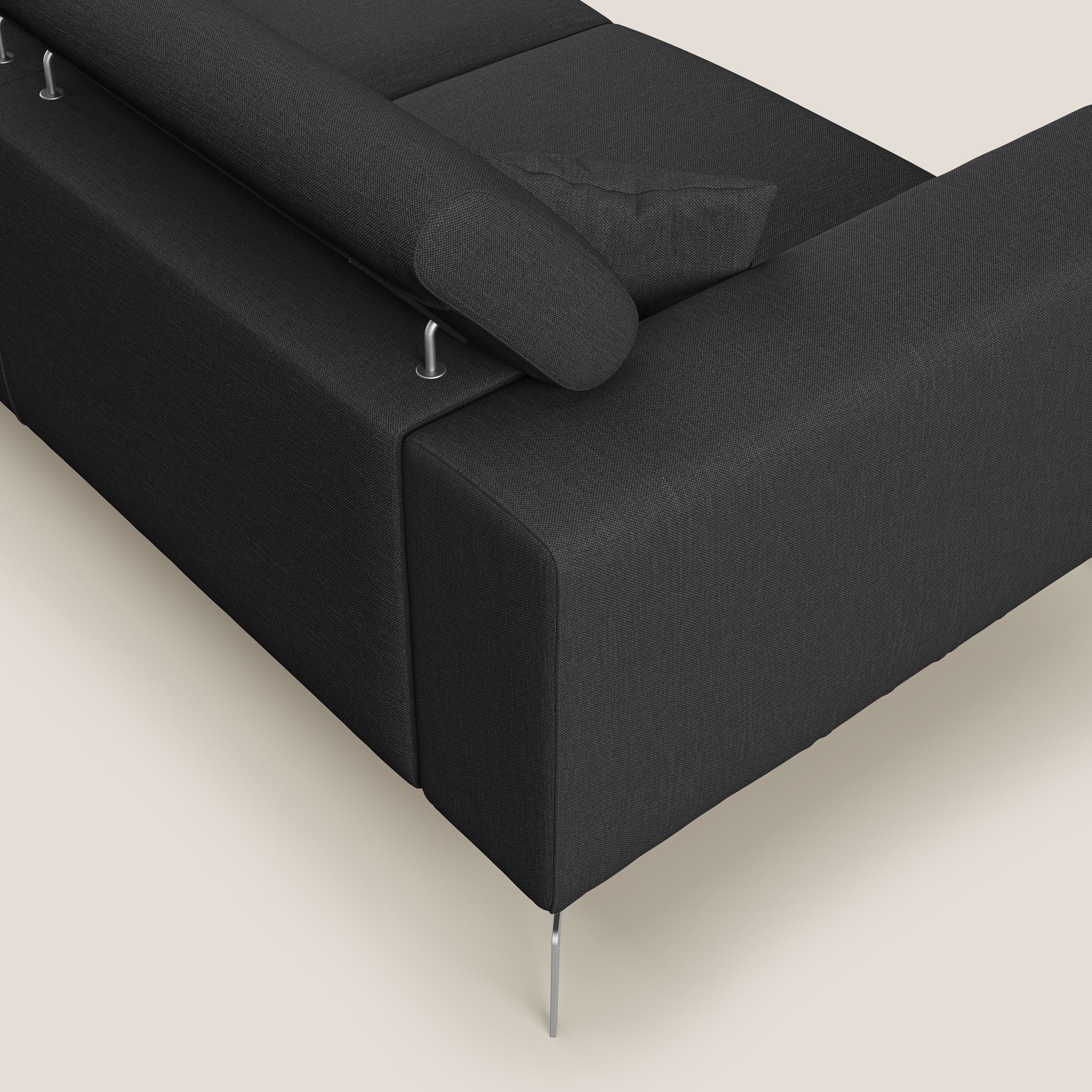 Blade Divano con poggiatesta reclinabili in tessuto impermeabile misto cotone T13 antracite - divani.store