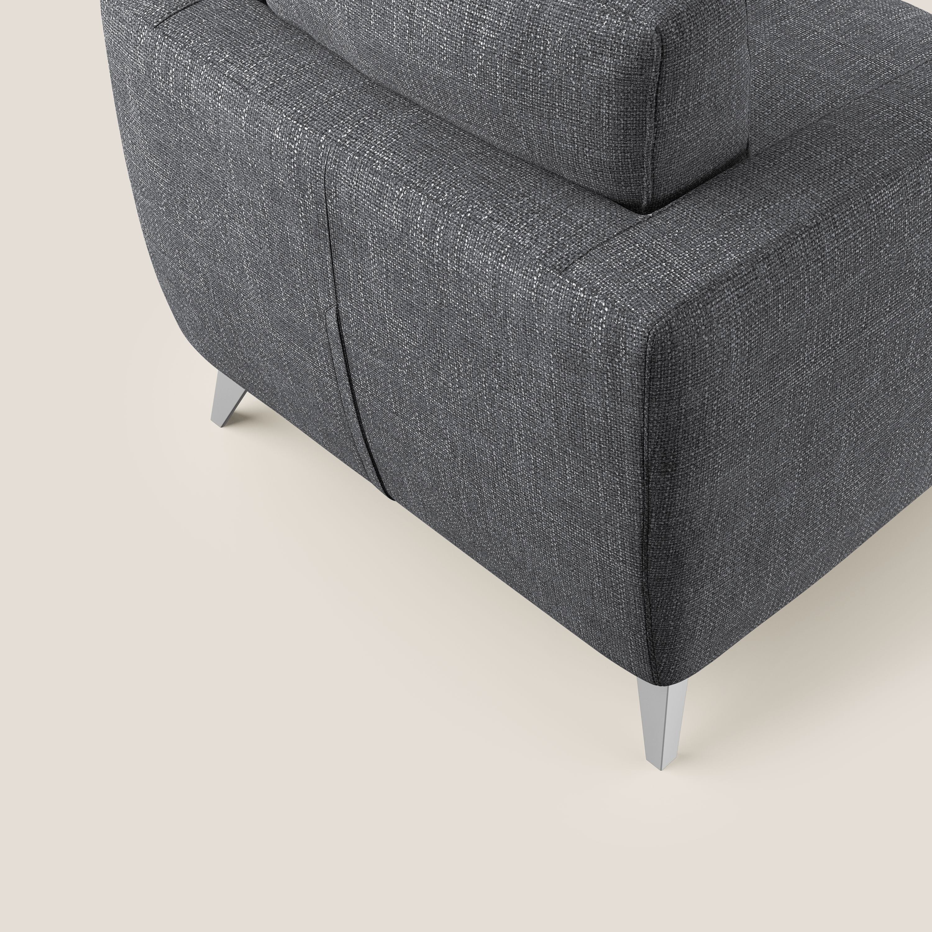 Orione Poltroncina in morbido tessuto impermeabile ad intreccio T06 antracite - divani.store