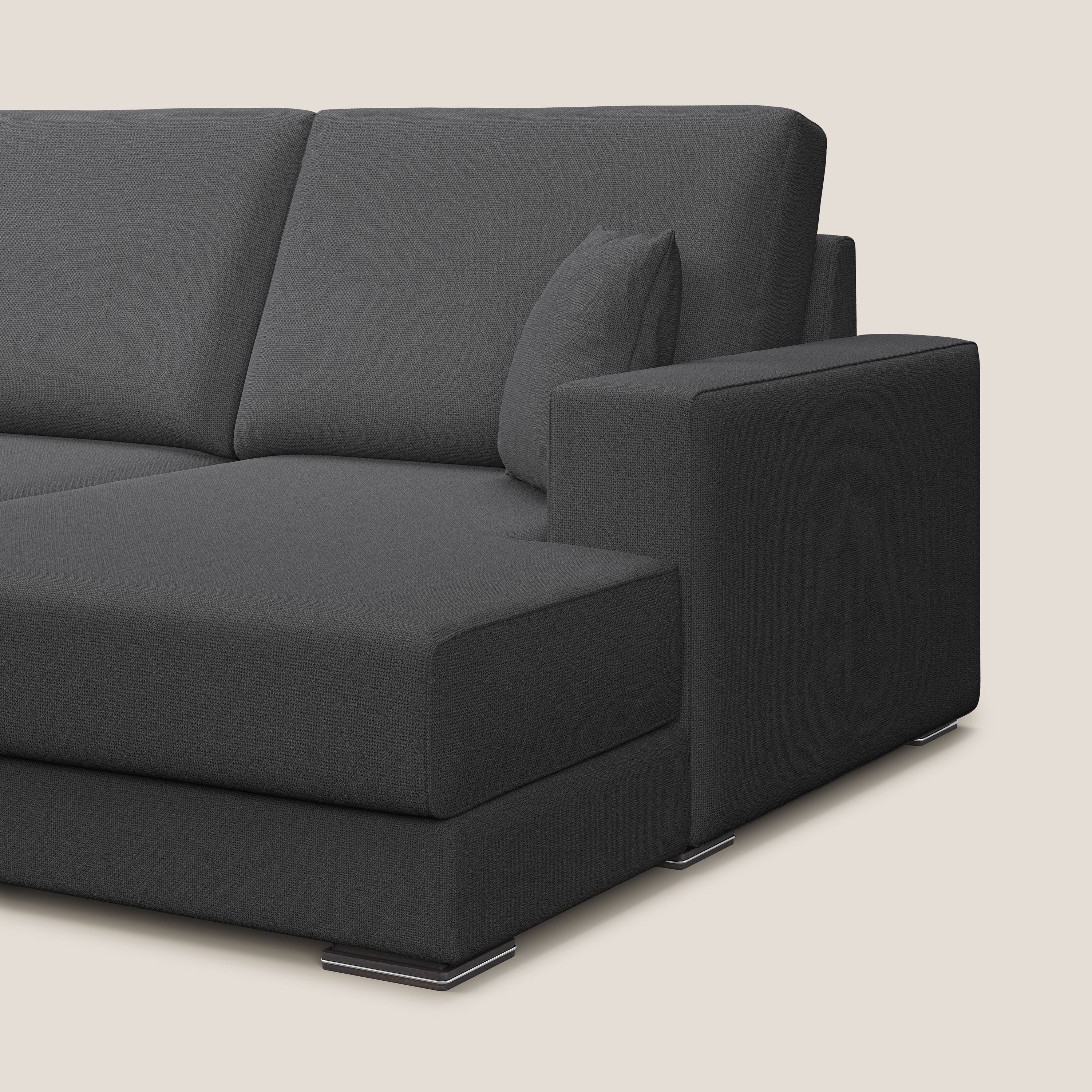 Marte divano angolare in tessuto smacchiabile impermeabile T08 antracite - divani.store