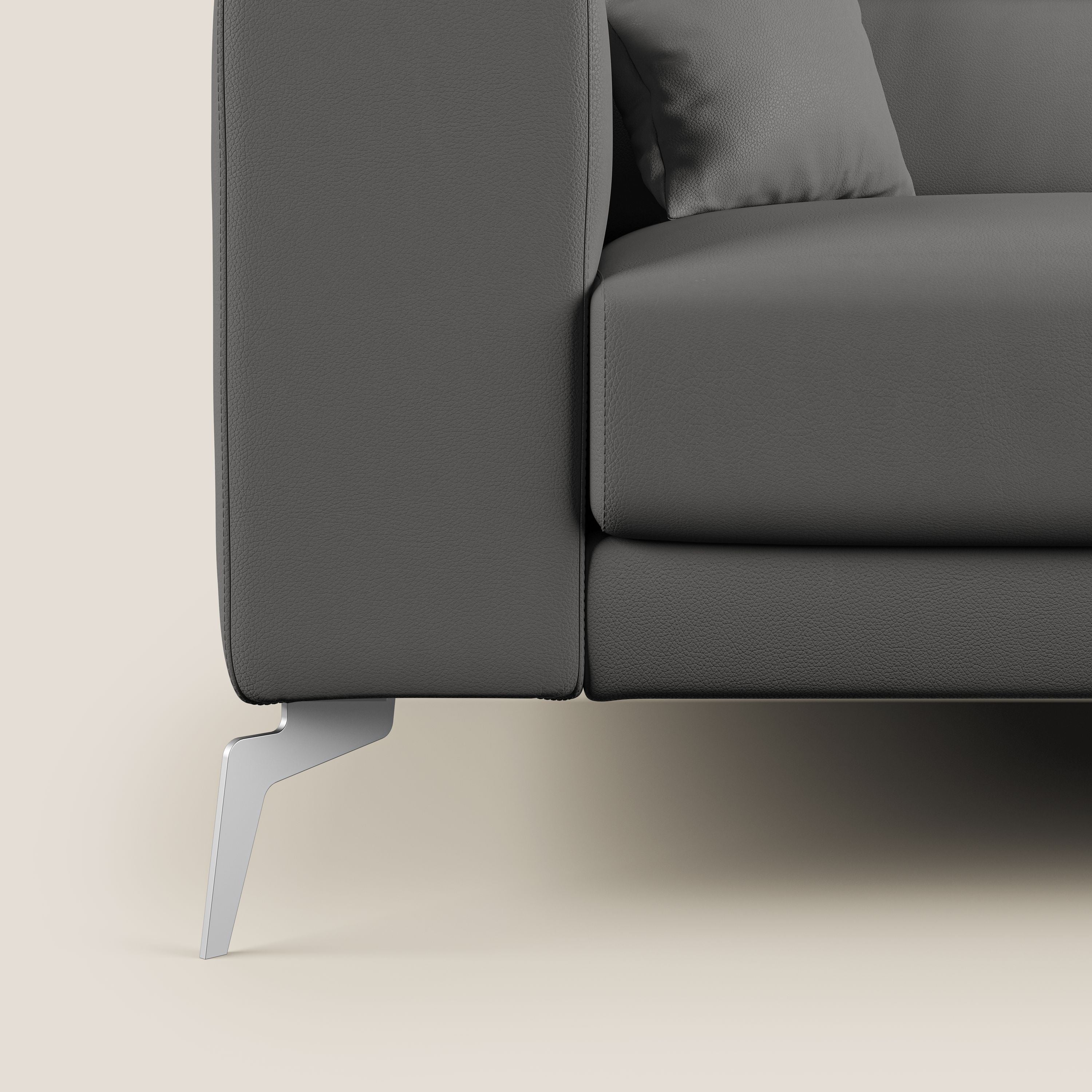 Blade Divano moderno angolare con poggiatesta reclinabili in Ecopelle T04 antracite - divani.store