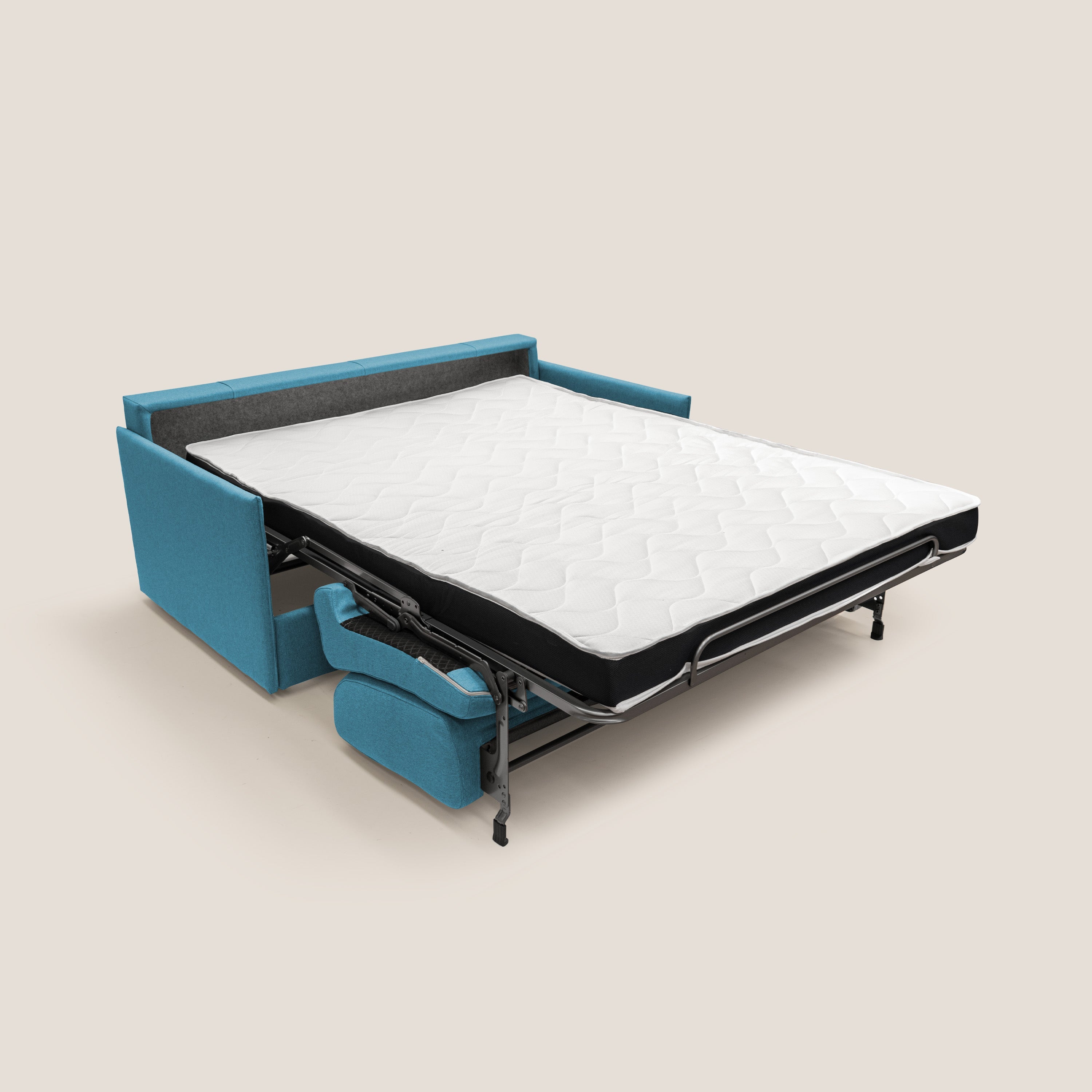 Evans Divano letto matrimoniale in tessuto impermeabile T13 azzurro - divani.store