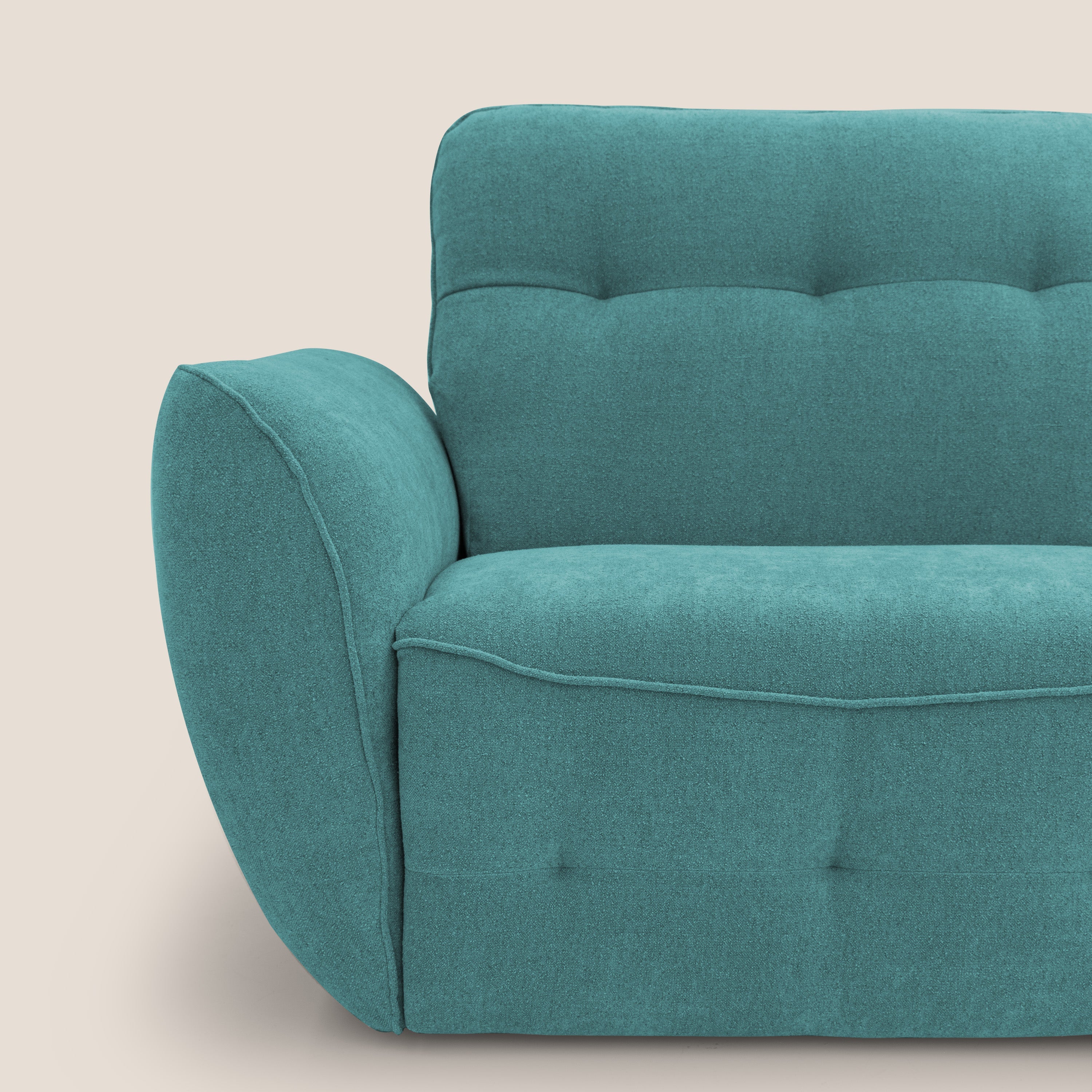 Cerbero divano 2 e 3 posti in morbido bouclé impermeabile T07 azzurro - divani.store