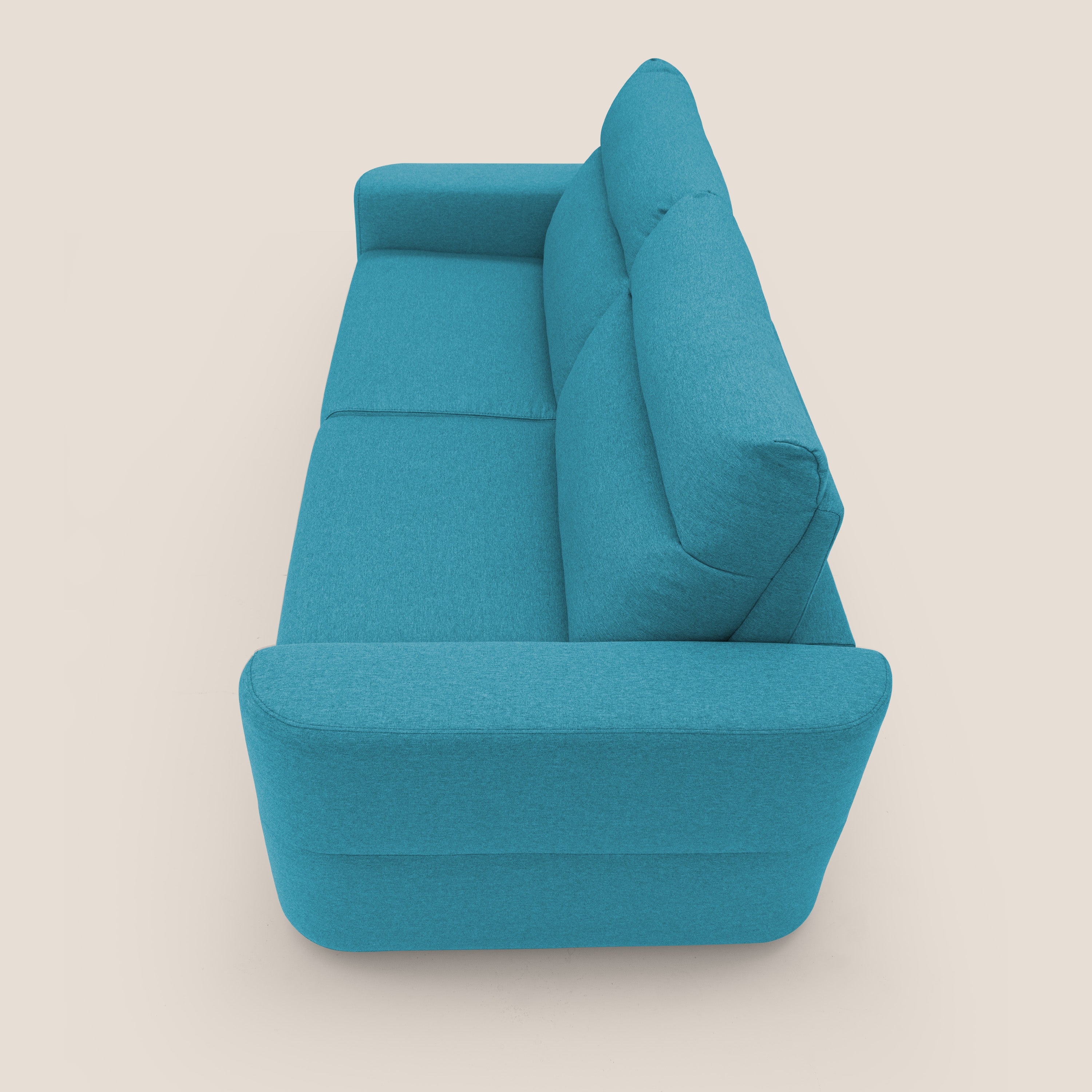 Cupido Divano letto materasso H18 cm e schienale alto in tessuto impermeabile simil cotone T13 azzurro - divani.store