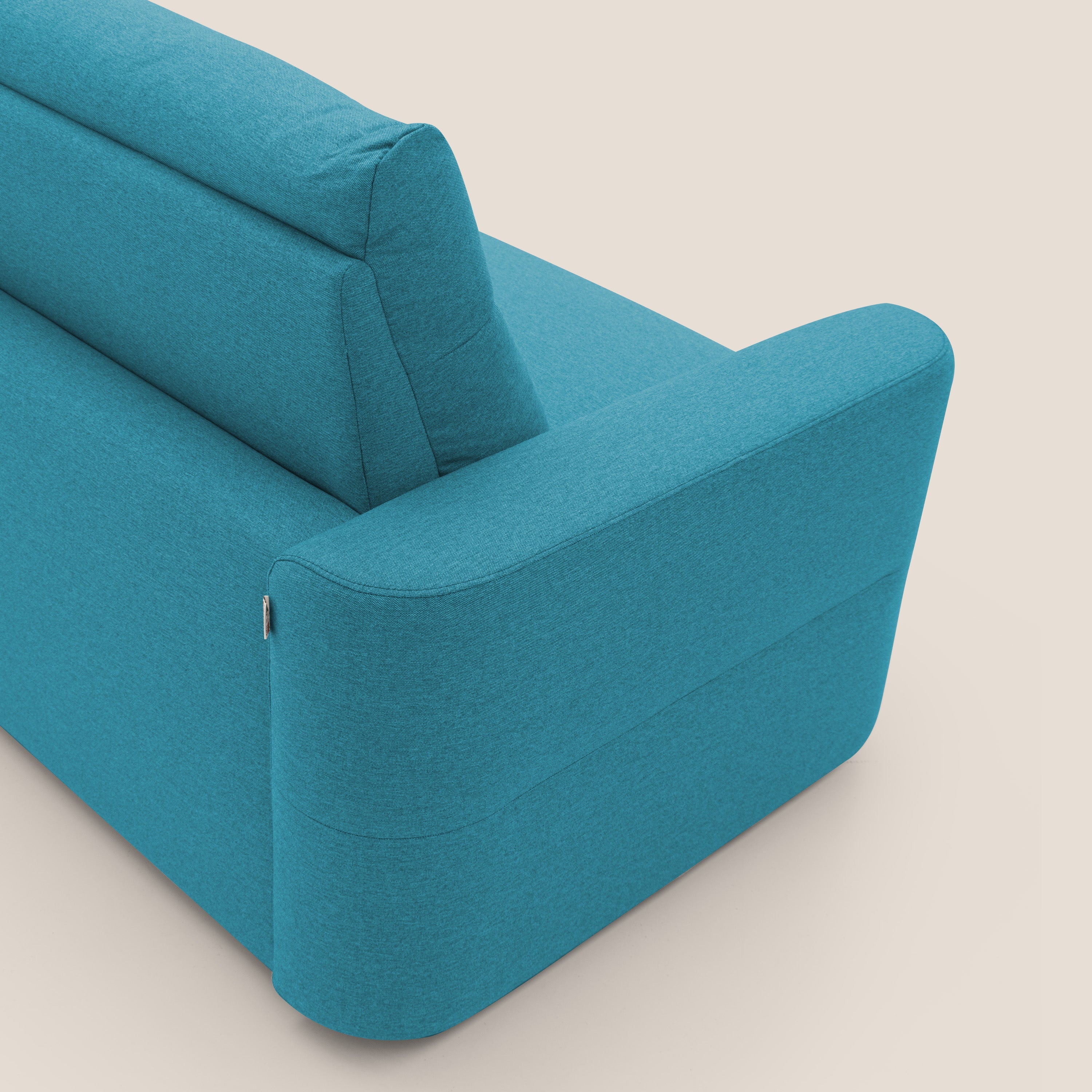 Cupido Divano letto materasso H18 cm e schienale alto in tessuto impermeabile simil cotone T13 azzurro - divani.store