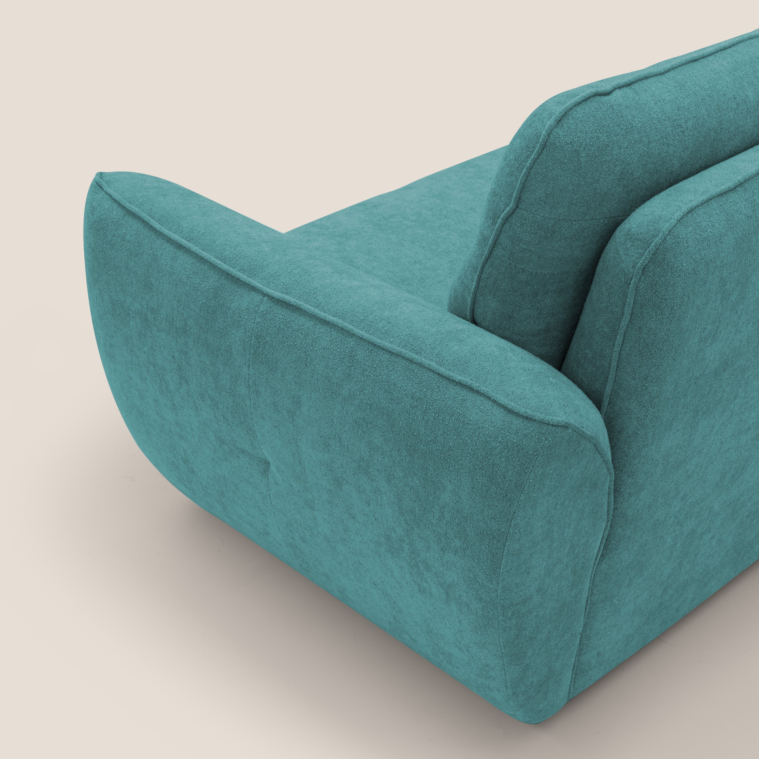 Cerbero divano 2 e 3 posti in morbido bouclé impermeabile T07 azzurro - divani.store