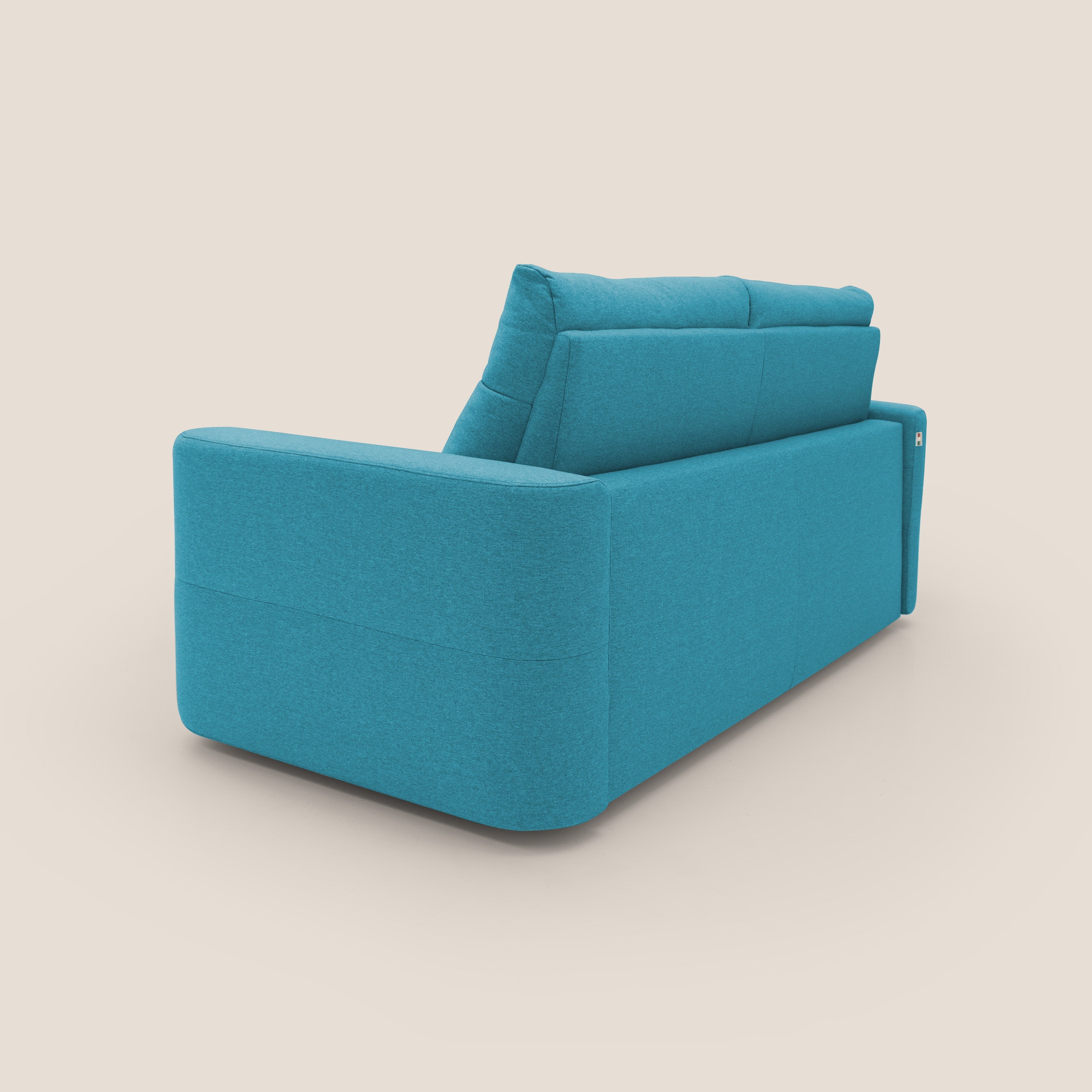 Cupido Divano letto materasso H18 cm e schienale alto in tessuto impermeabile simil cotone T13 azzurro - divani.store