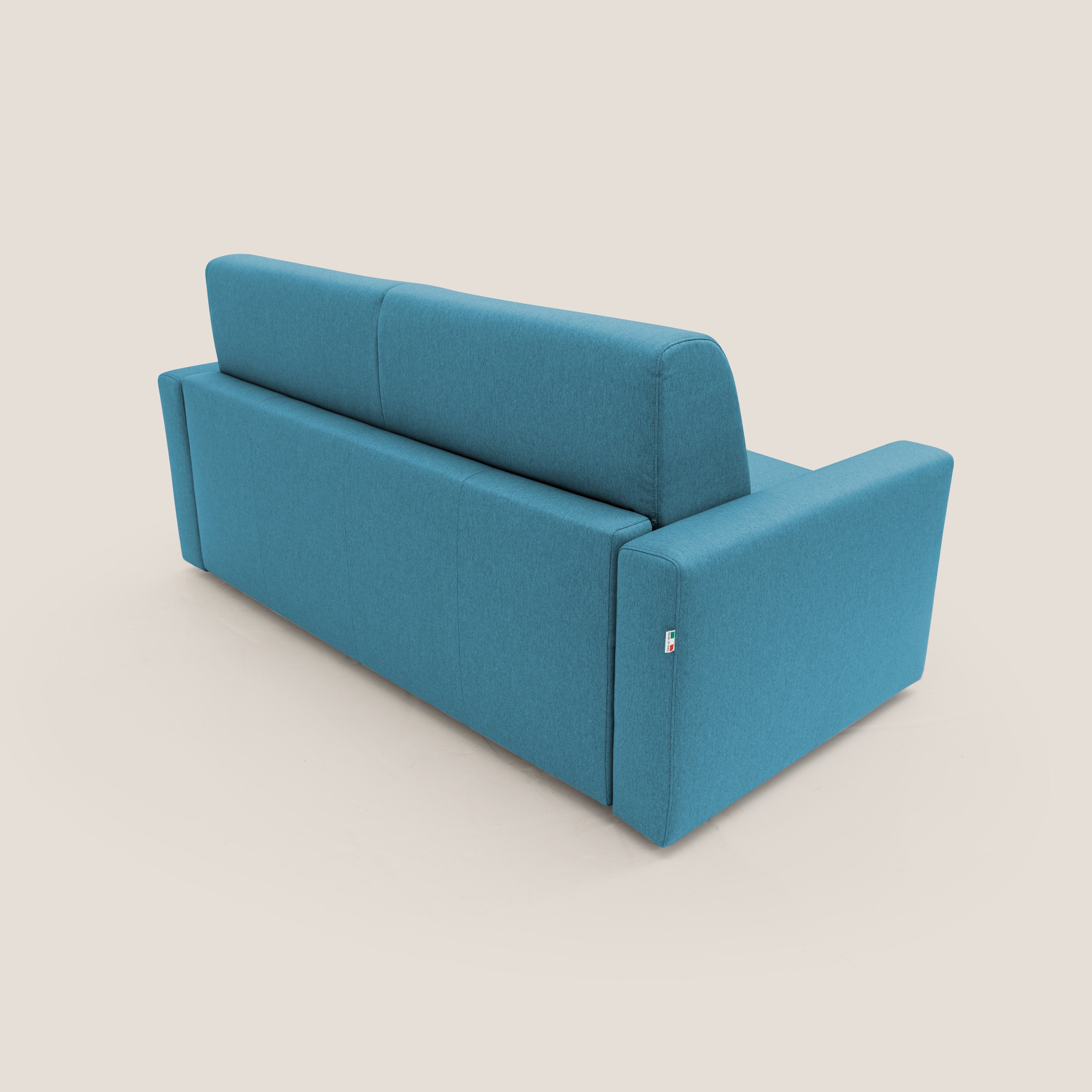 Kansas Divano letto matrimoniale alto 20 cm in tessuto impermeabile misto cotone T13 azzurro - divani.store