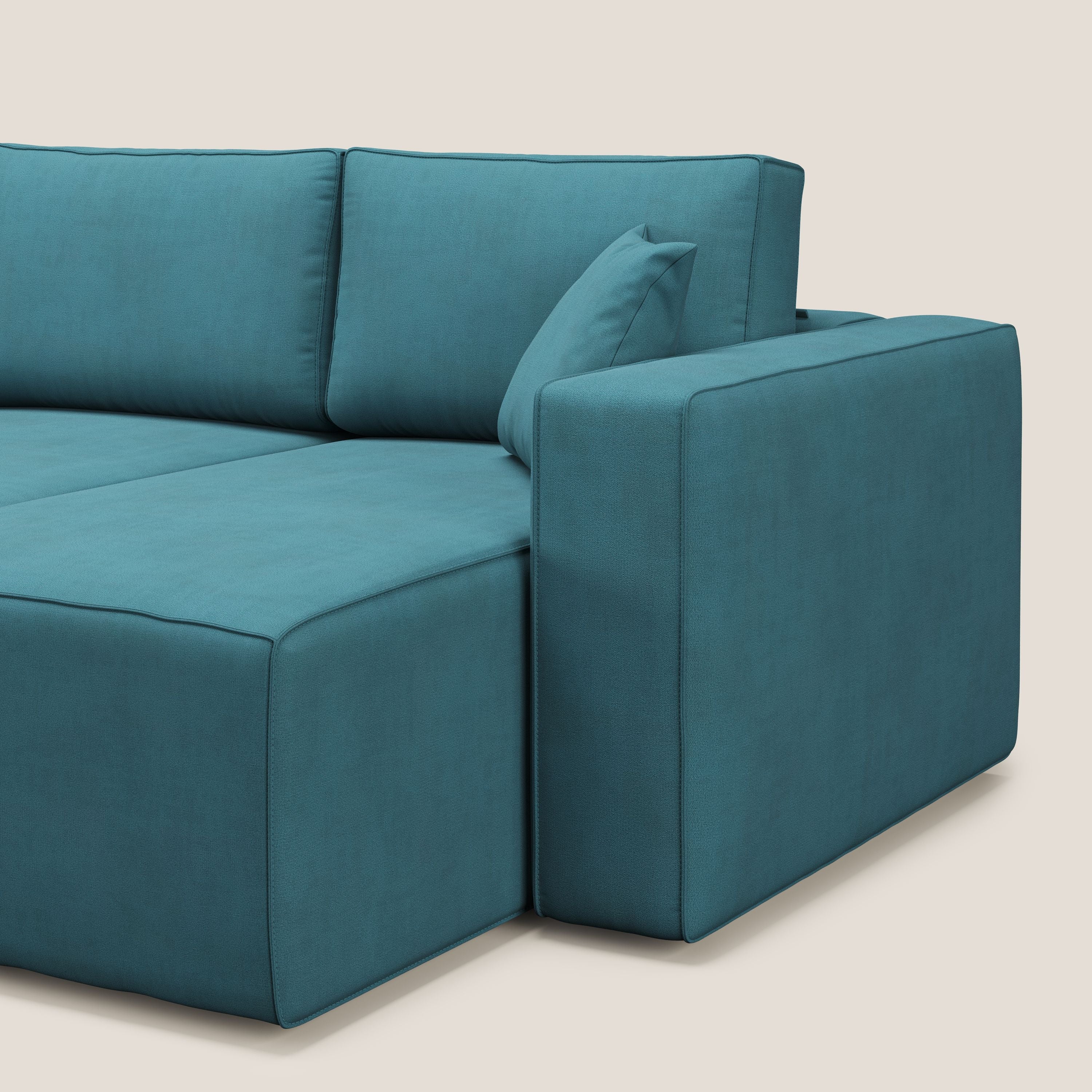 Morfeo divano con 3 sedute estraibili in morbido tessuto impermeabile T02 azzurro - divani.store