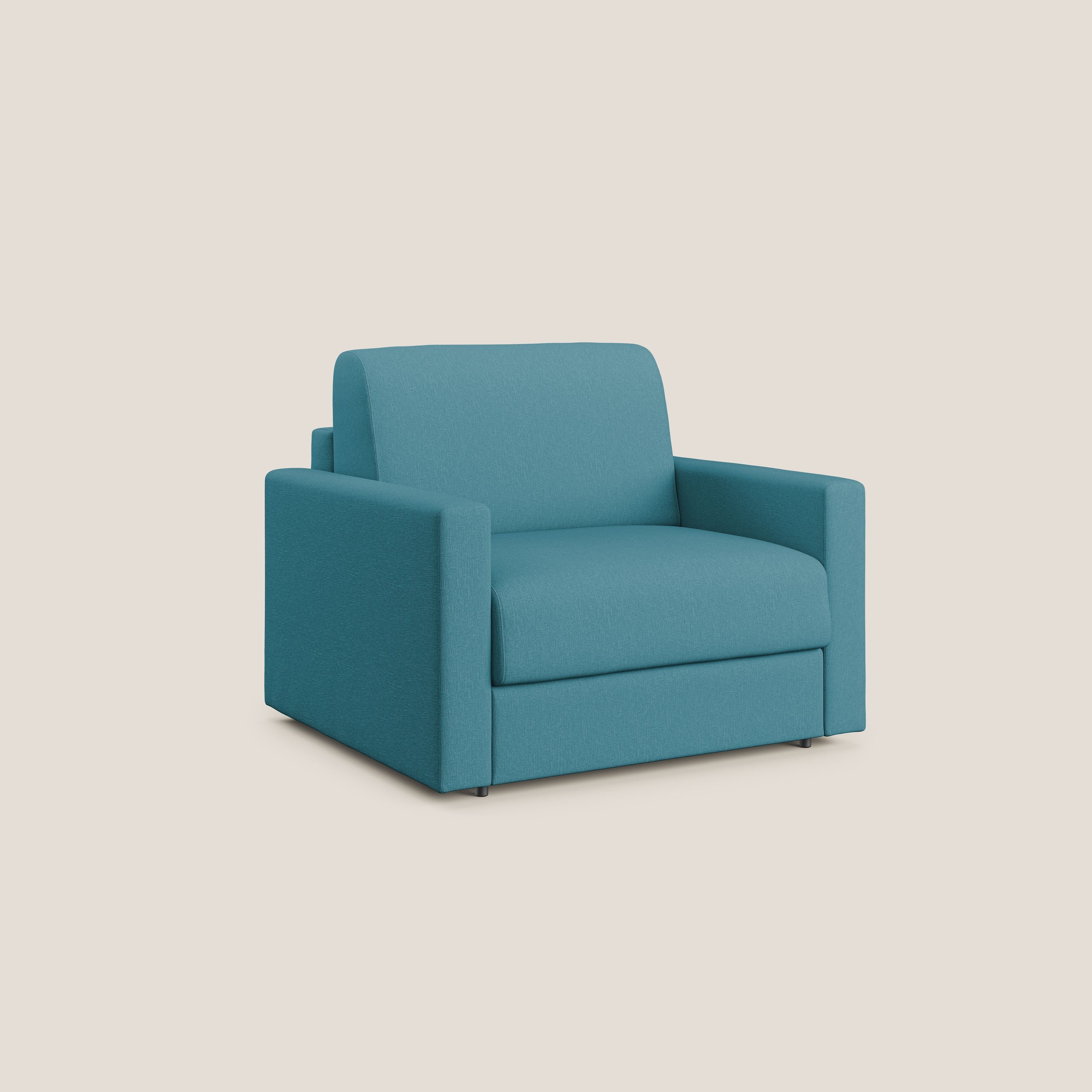Chris poltrona letto in tessuto impermeabile T13 azzurro - divani.store