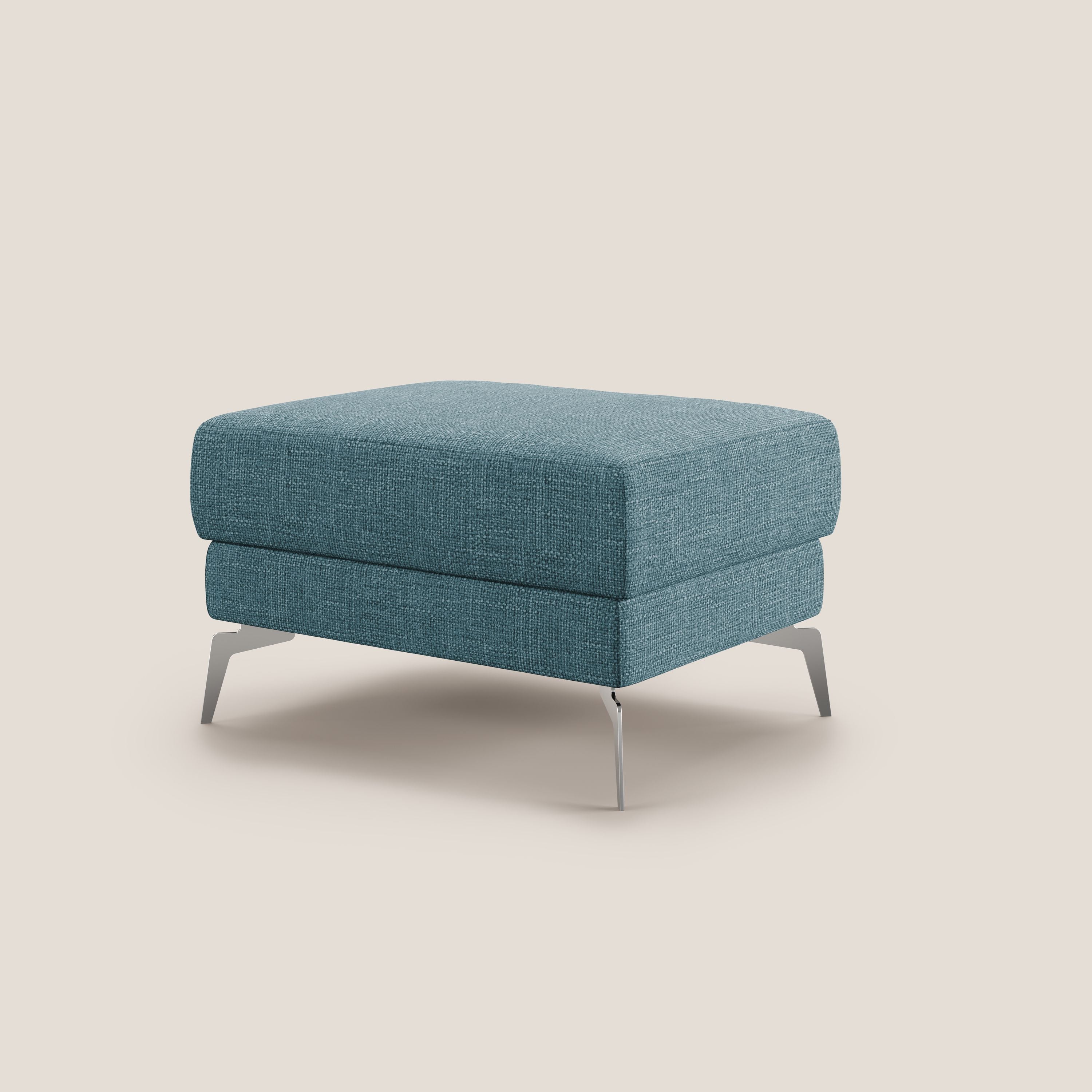 Star Pouf con piedini alti in tessuto impermeabile morbido intreccio T06 azzurro - divani.store