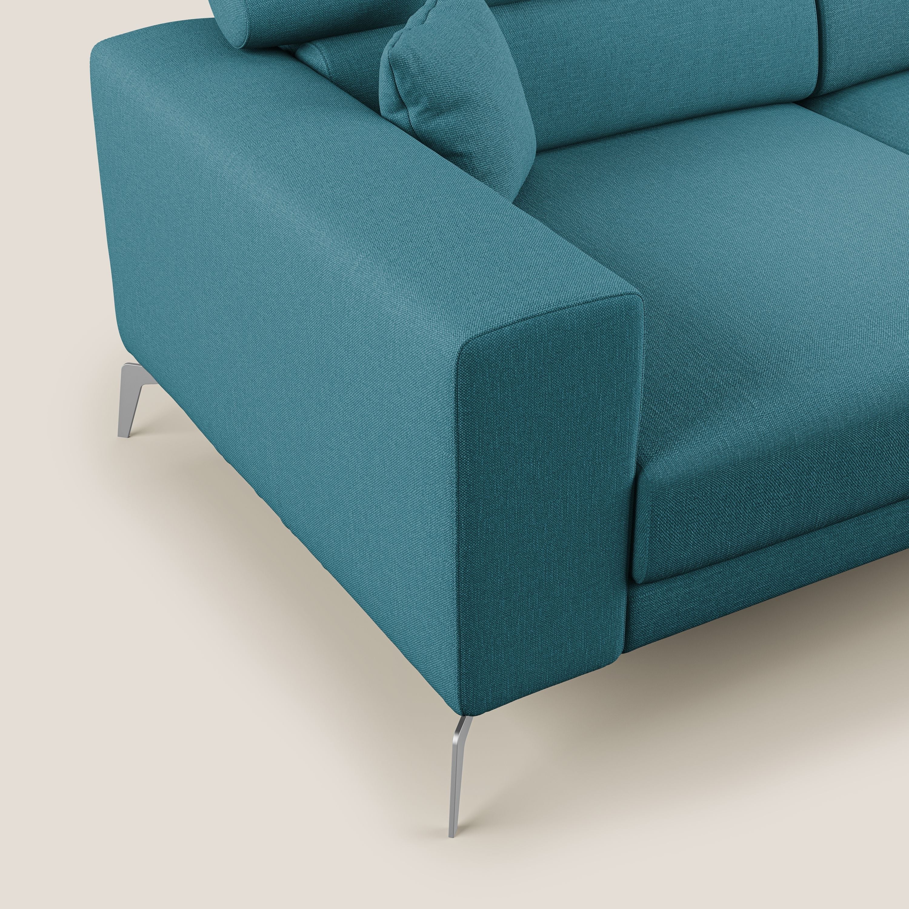 Blade Divano con poggiatesta reclinabili in tessuto impermeabile misto cotone T13 azzurro - divani.store