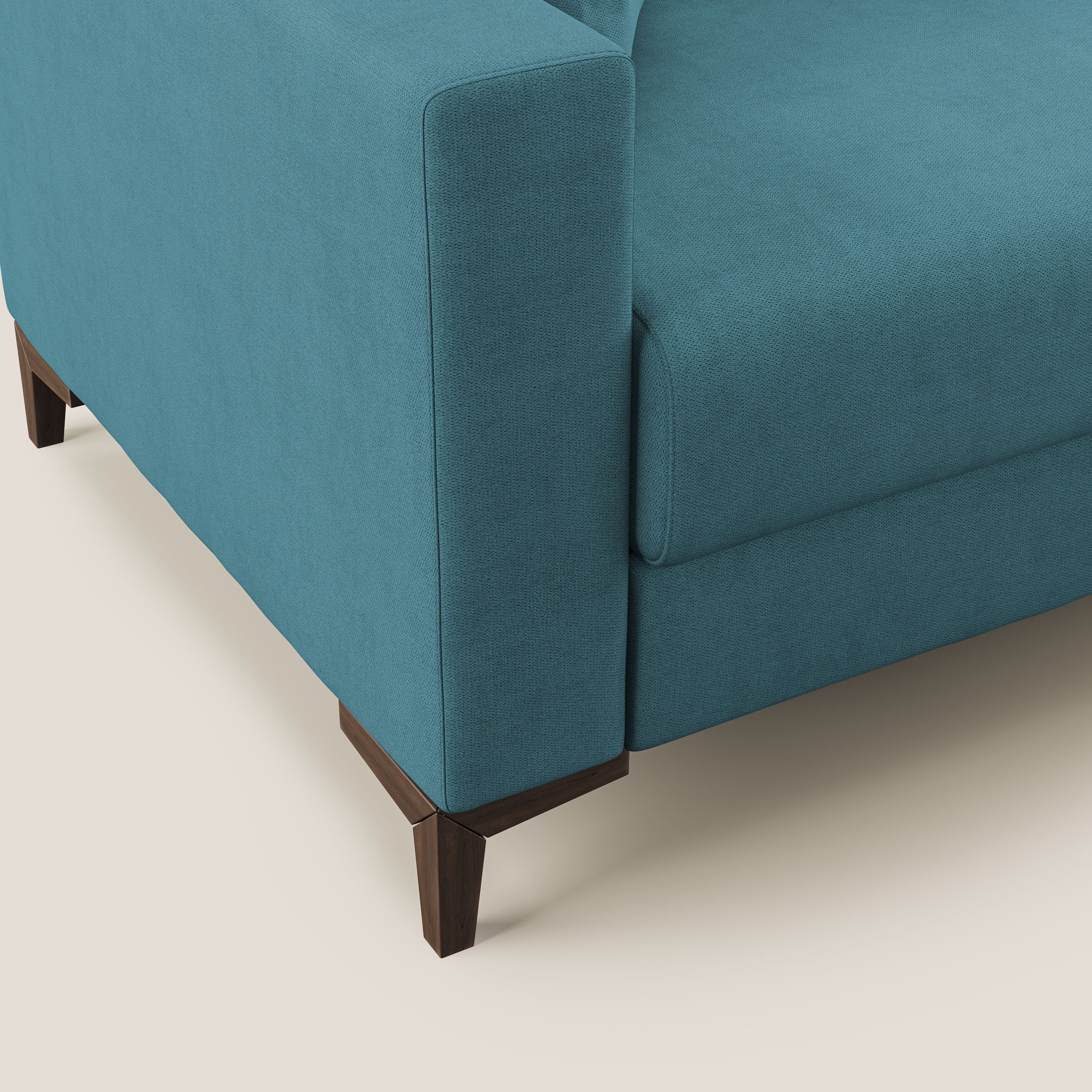 Kafka divano letto matrimoniale in morbido tessuto impermeabile T02 azzurro - divani.store