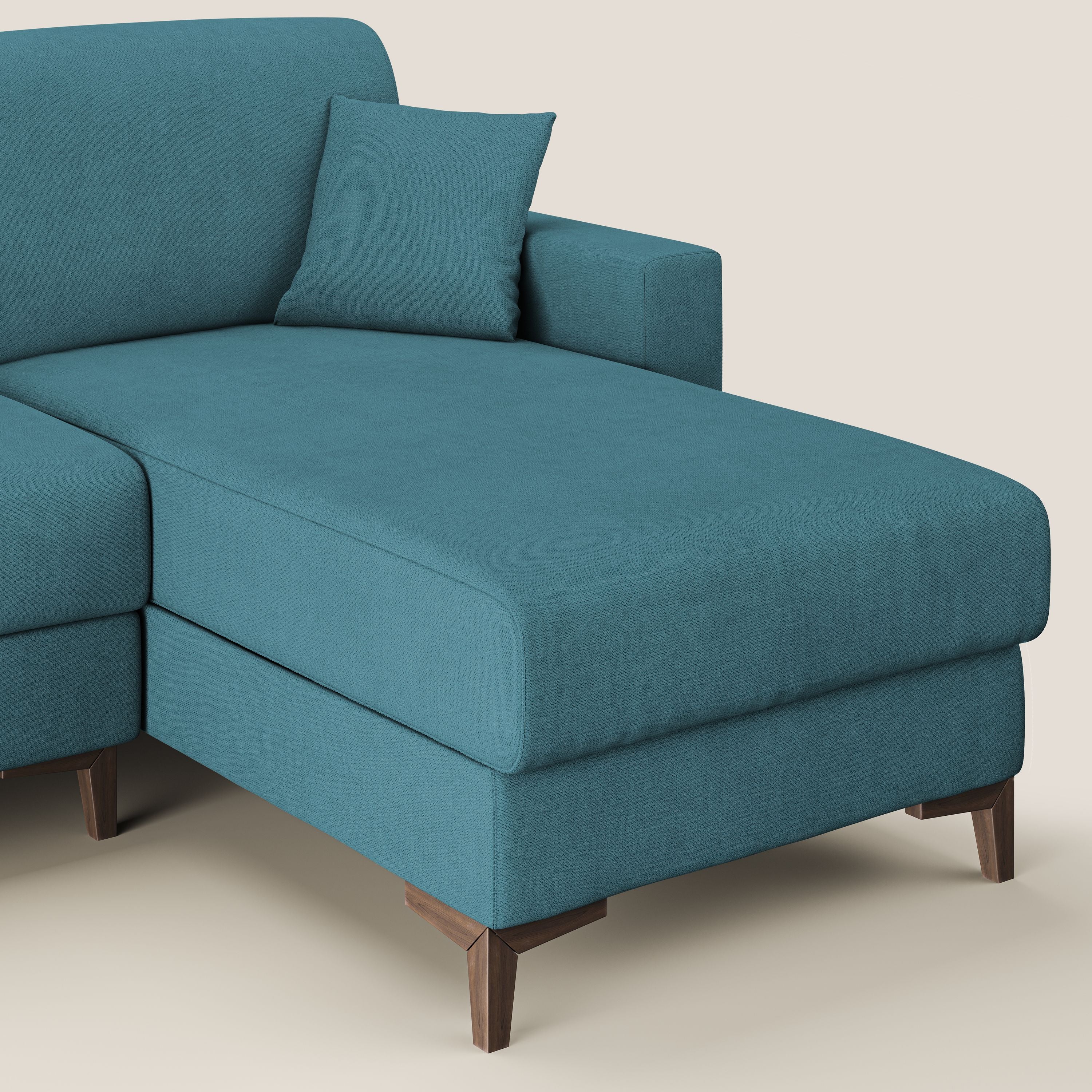 Kafka divano letto angolare in morbido tessuto impermeabile T02 azzurro - divani.store