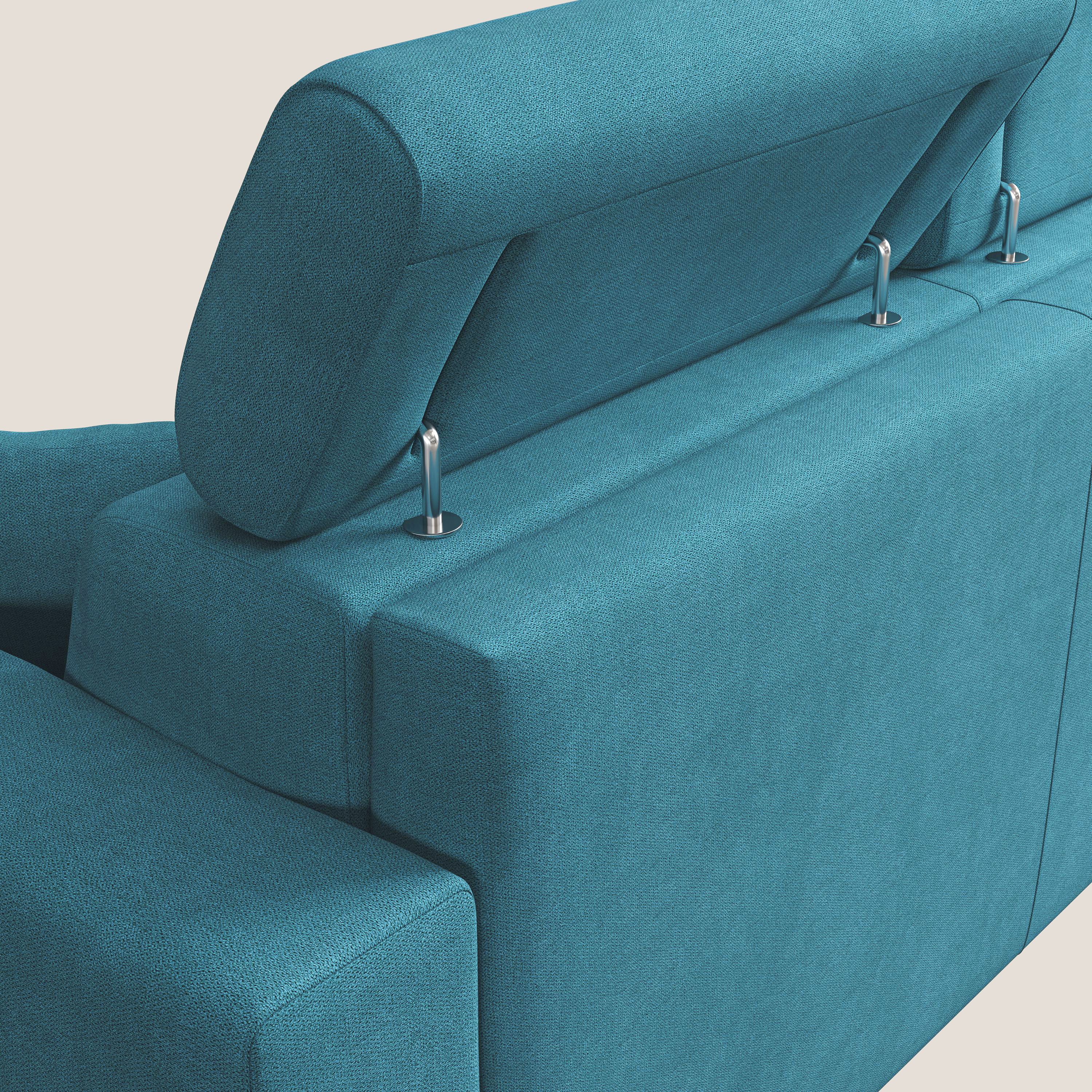 Pegaso divano letto con poggiatesta reclinabili e rivestimento T02 azzurro - divani.store