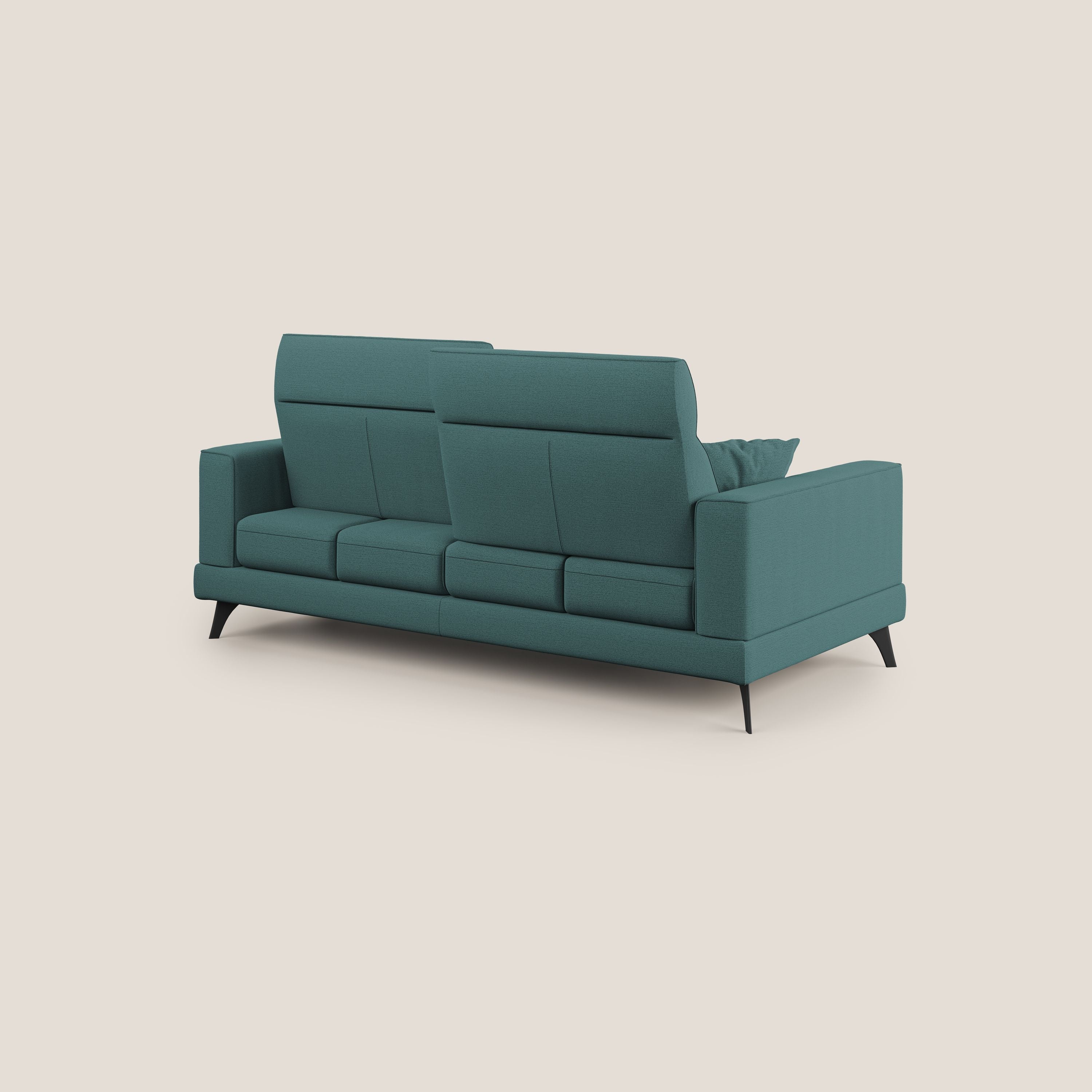 Slide Divano con schienali traslanti e poggiatesta in tessuto simil cotone impermeabile T19 petrolio - divani.store