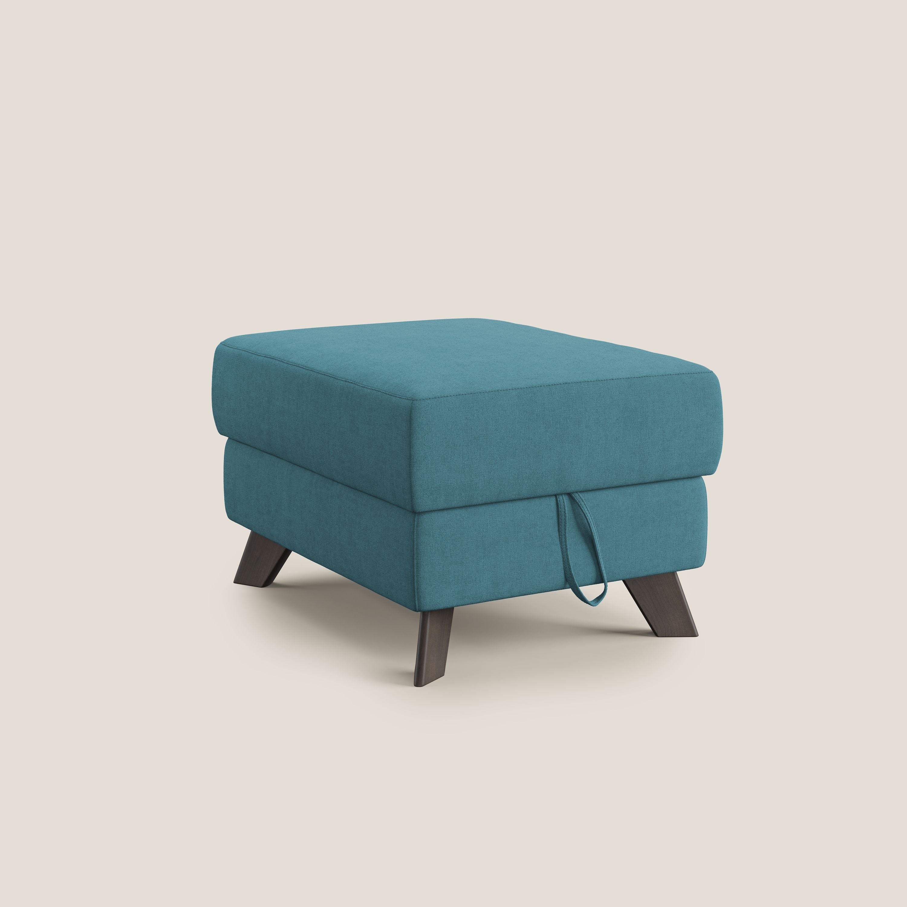 Moon Pouf contenitore e piedini alti in tessuto morbido impermeabile T02 azzurro - divani.store