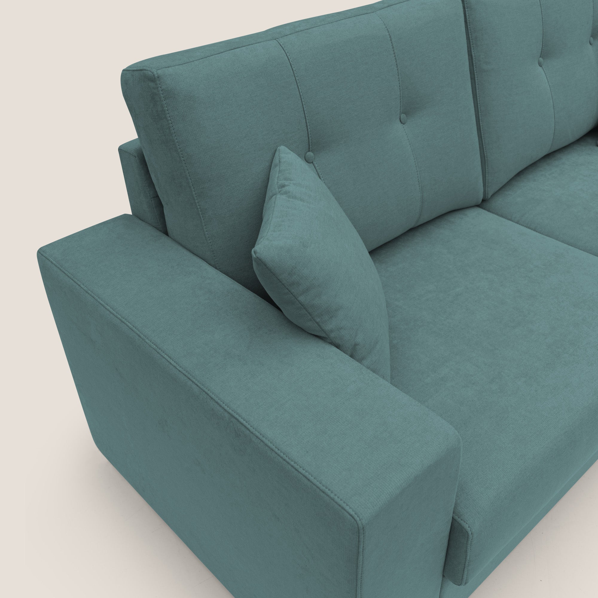 Giove divano in morbido tessuto impermeabile T02 petrolio - divani.store