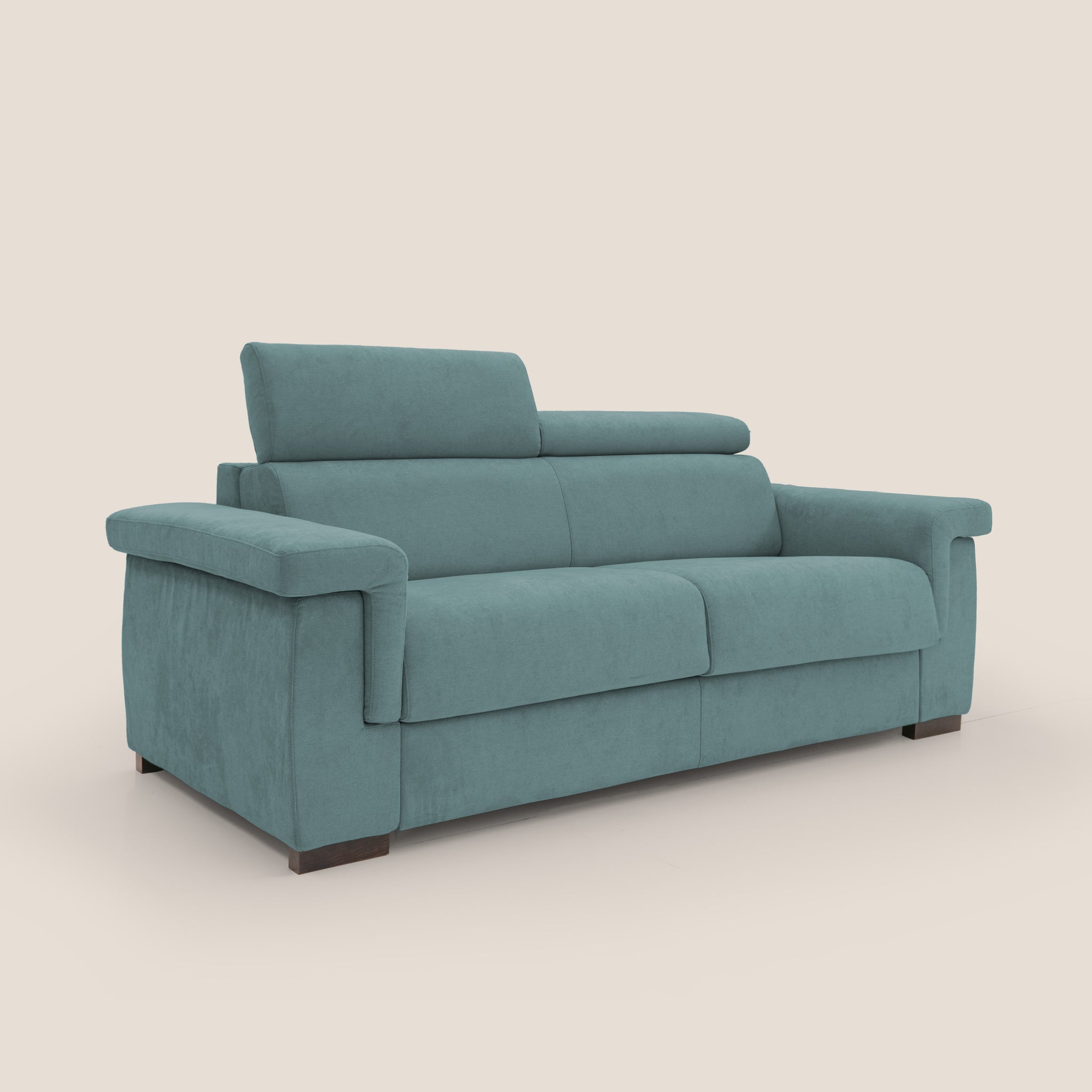 Bjorn Schlafsofa 220 cm (mat. 140x197 cm) mit H18 cm Matratze aus wasserfestem Stoff T02 PETROL