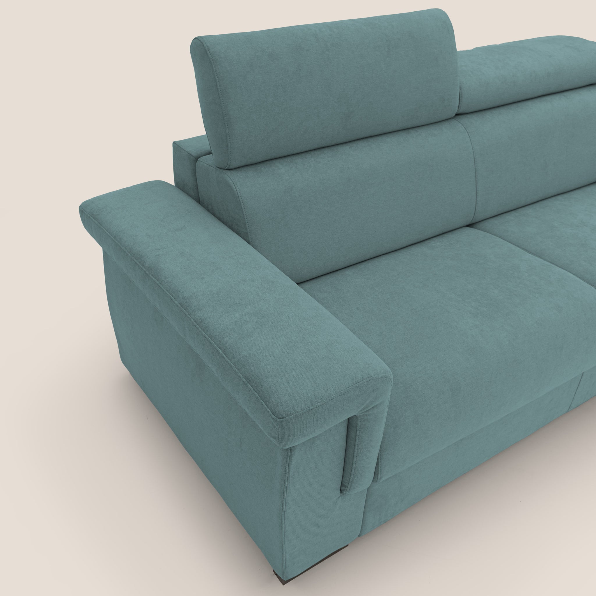 Bjorn Schlafsofa 220 cm (mat. 140x197 cm) mit H18 cm Matratze aus wasserfestem Stoff T02 PETROL