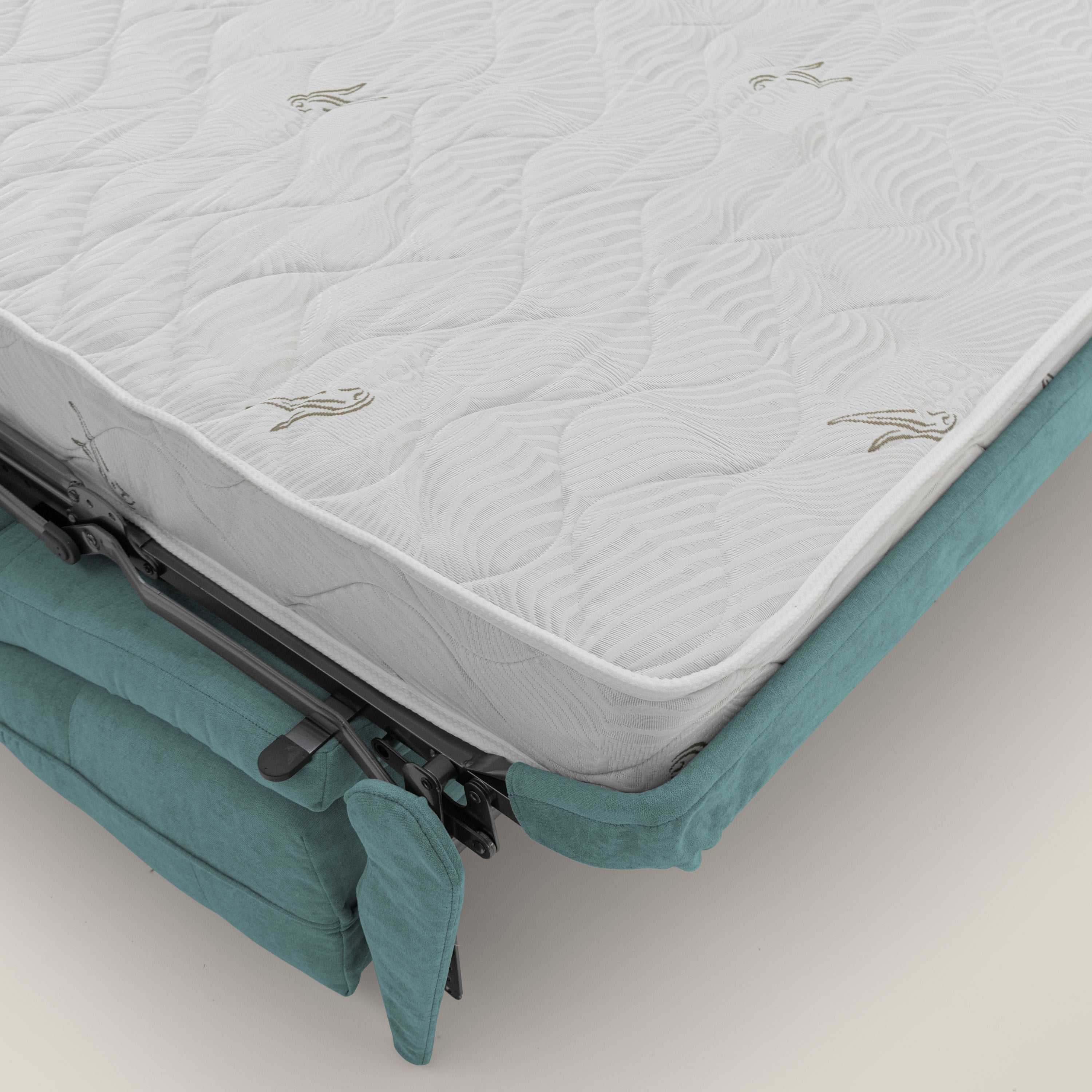 Zeus Divano letto scandinavo con schienale alto in tessuto impermeabile T02 petrolio - divani.store