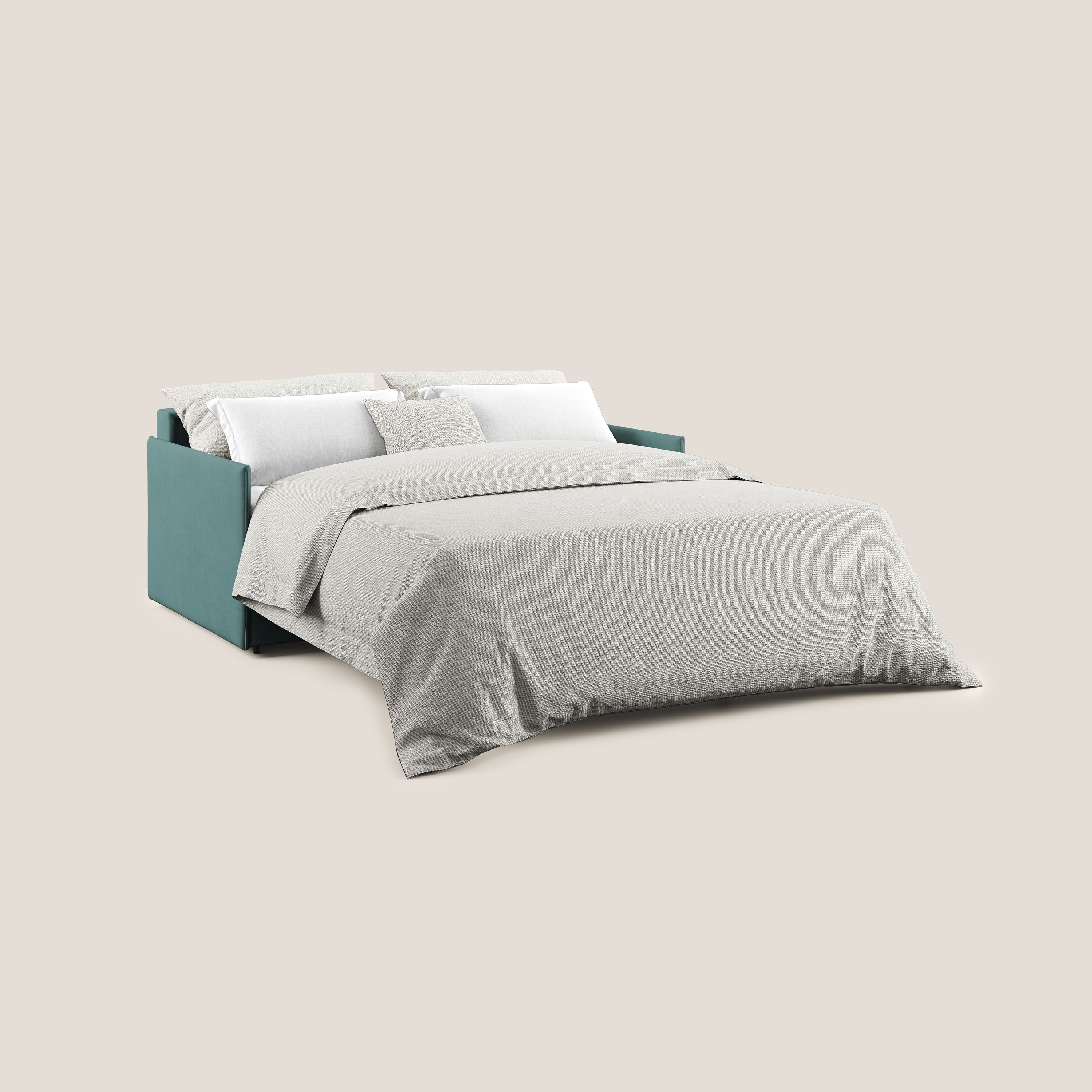 Evans Divano letto in morbido tessuto impermeabile T02 petrolio - divani.store