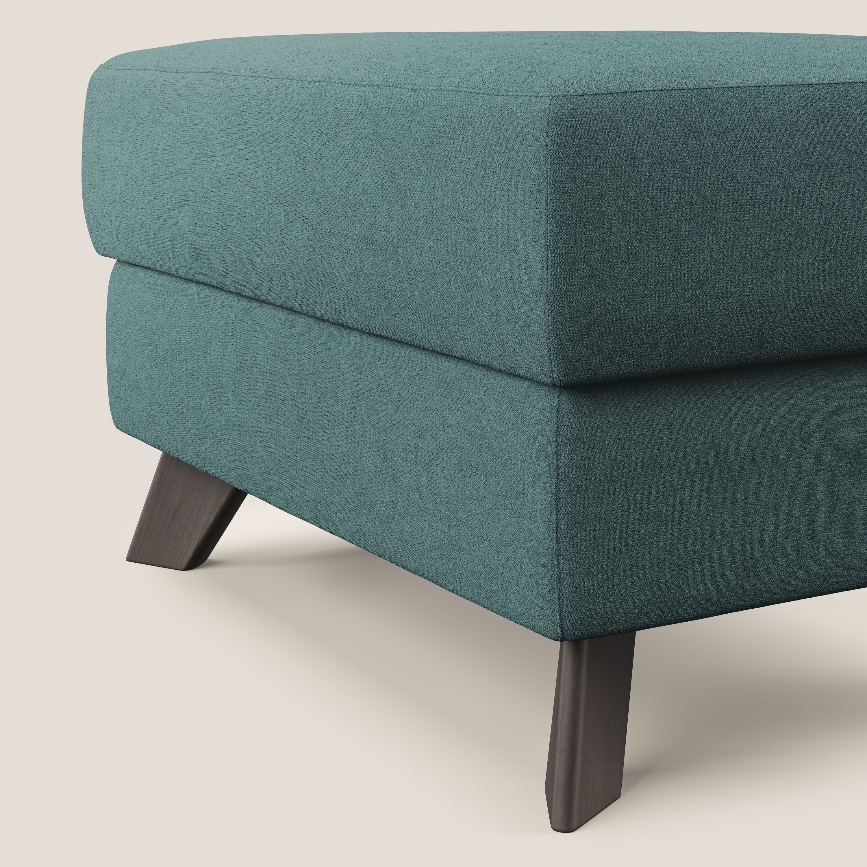 Moon Pouf contenitore e piedini alti in tessuto morbido impermeabile T02 petrolio - divani.store