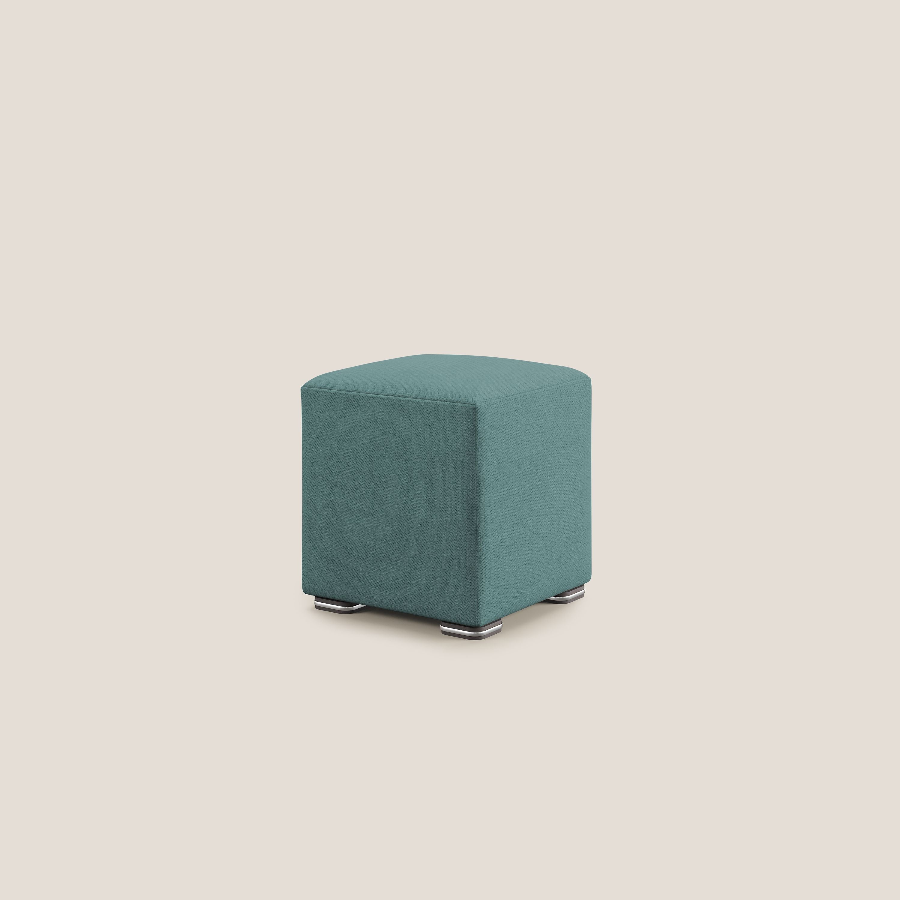 Cube pouf in tessuto morbido impermeabile T02 petrolio - divani.store