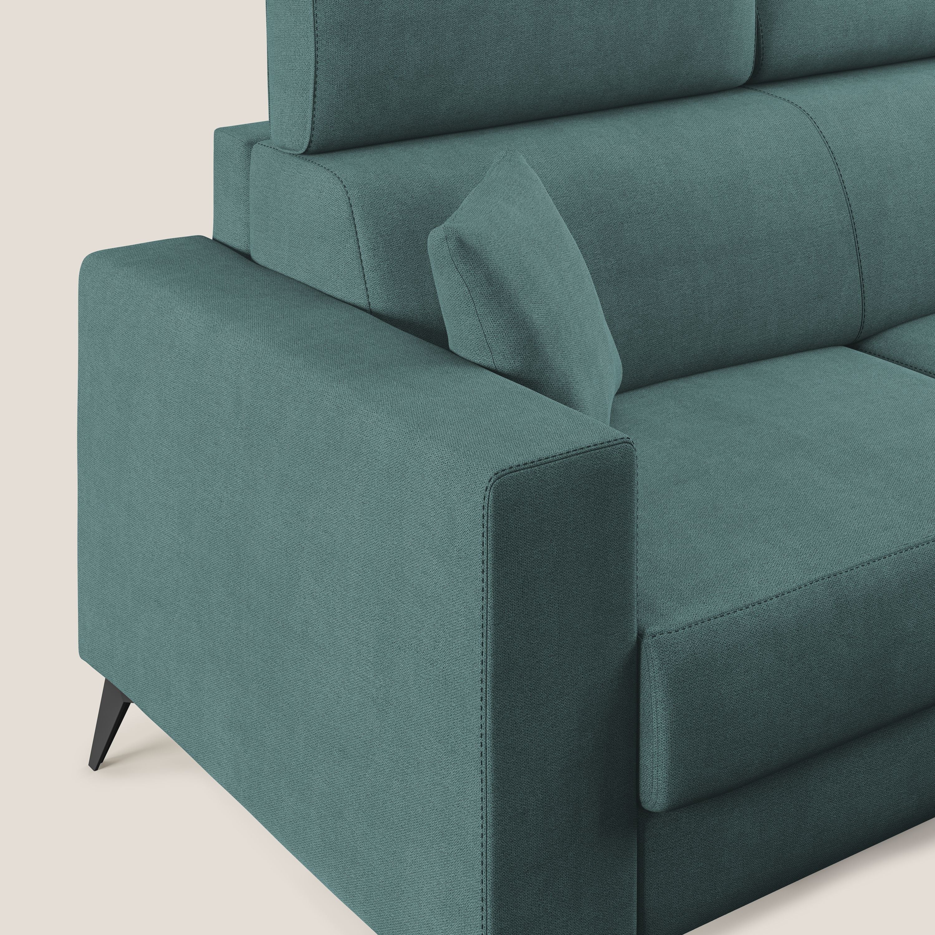 Pegaso divano letto con poggiatesta reclinabili e rivestimento T02 petrolio - divani.store