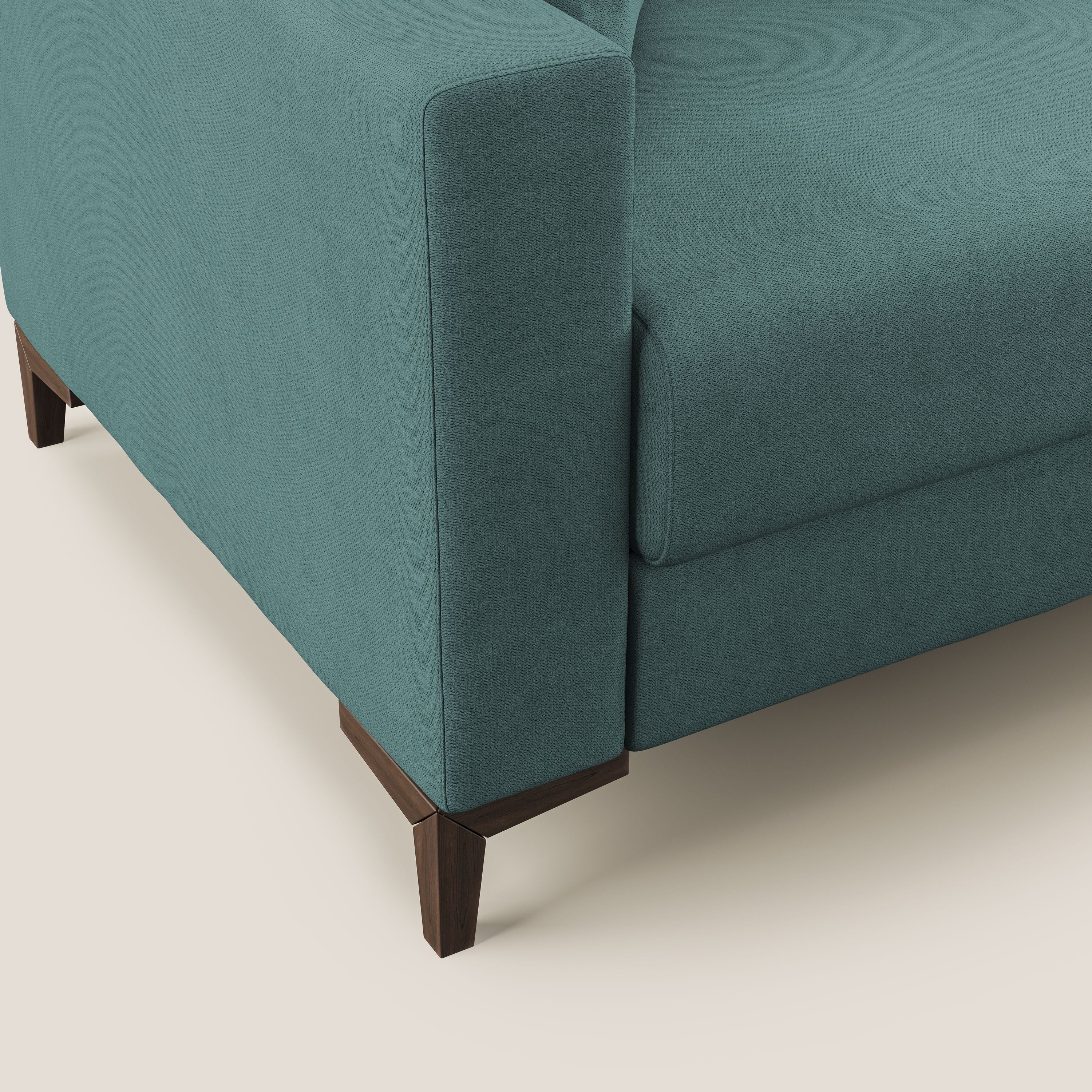 Kafka divano letto matrimoniale in morbido tessuto impermeabile T02 petrolio - divani.store