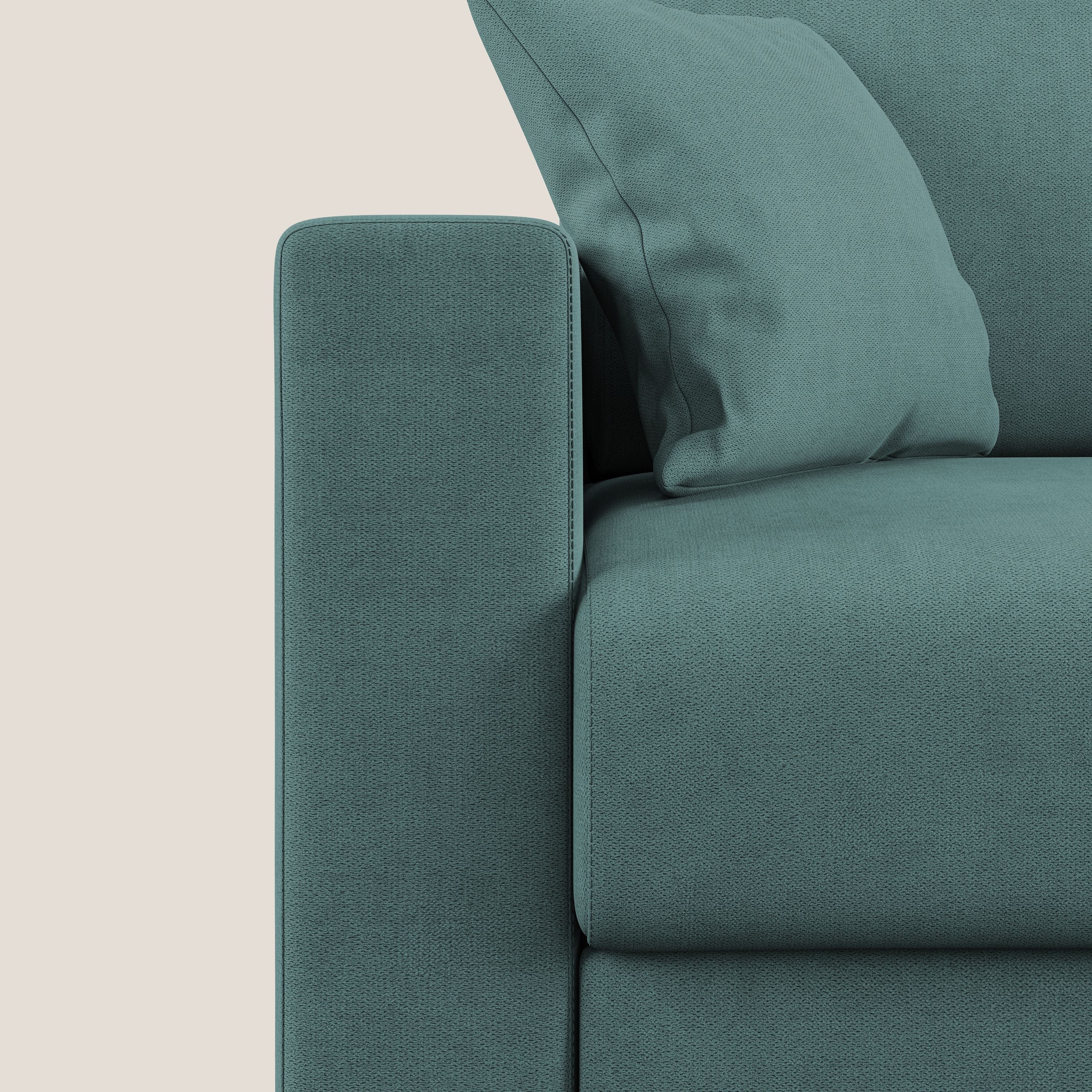 Kafka divano letto matrimoniale in morbido tessuto impermeabile T02 petrolio - divani.store