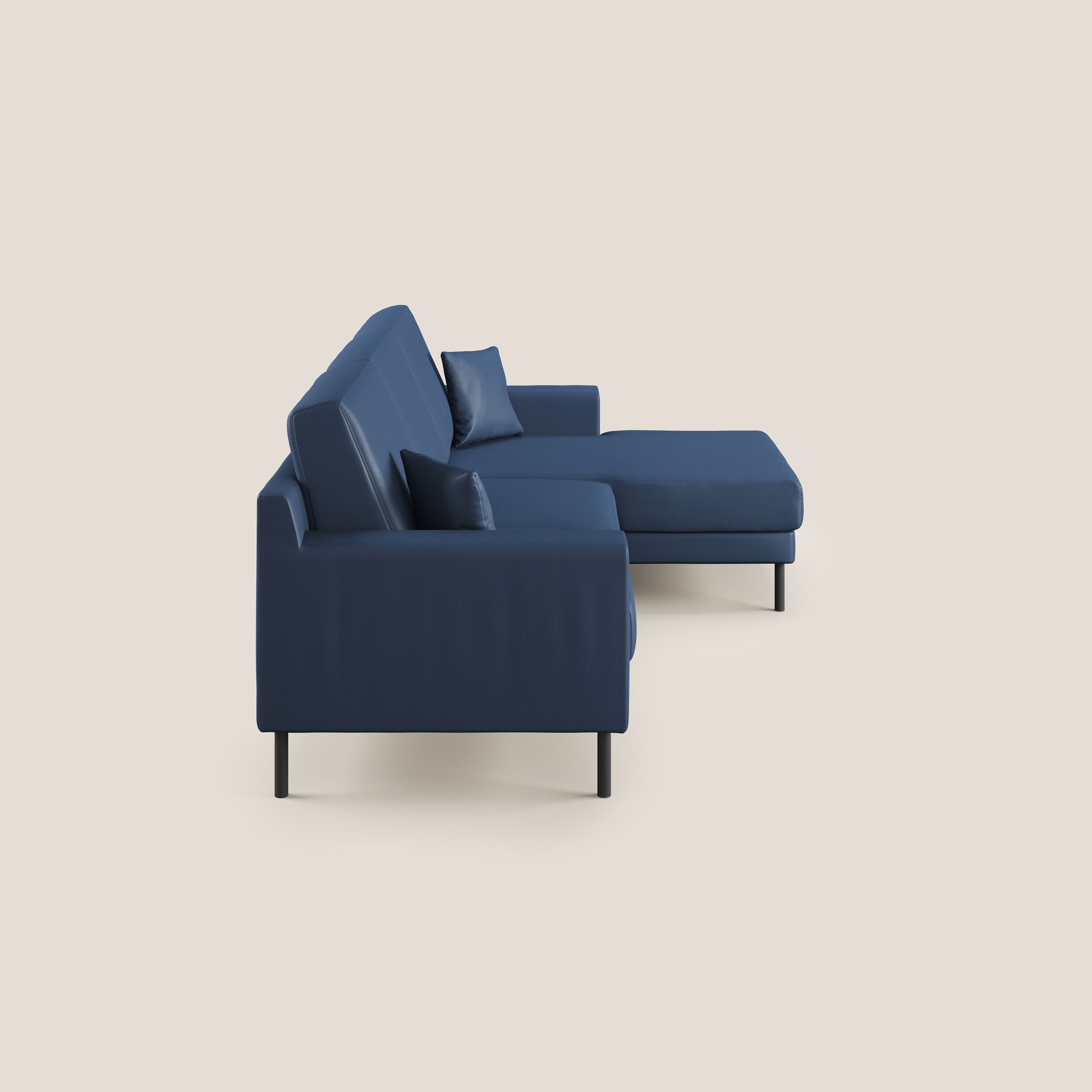 Uranio divano angolare moderno REVERSIBILE in Ecopelle impermeabile T04 blu - divani.store