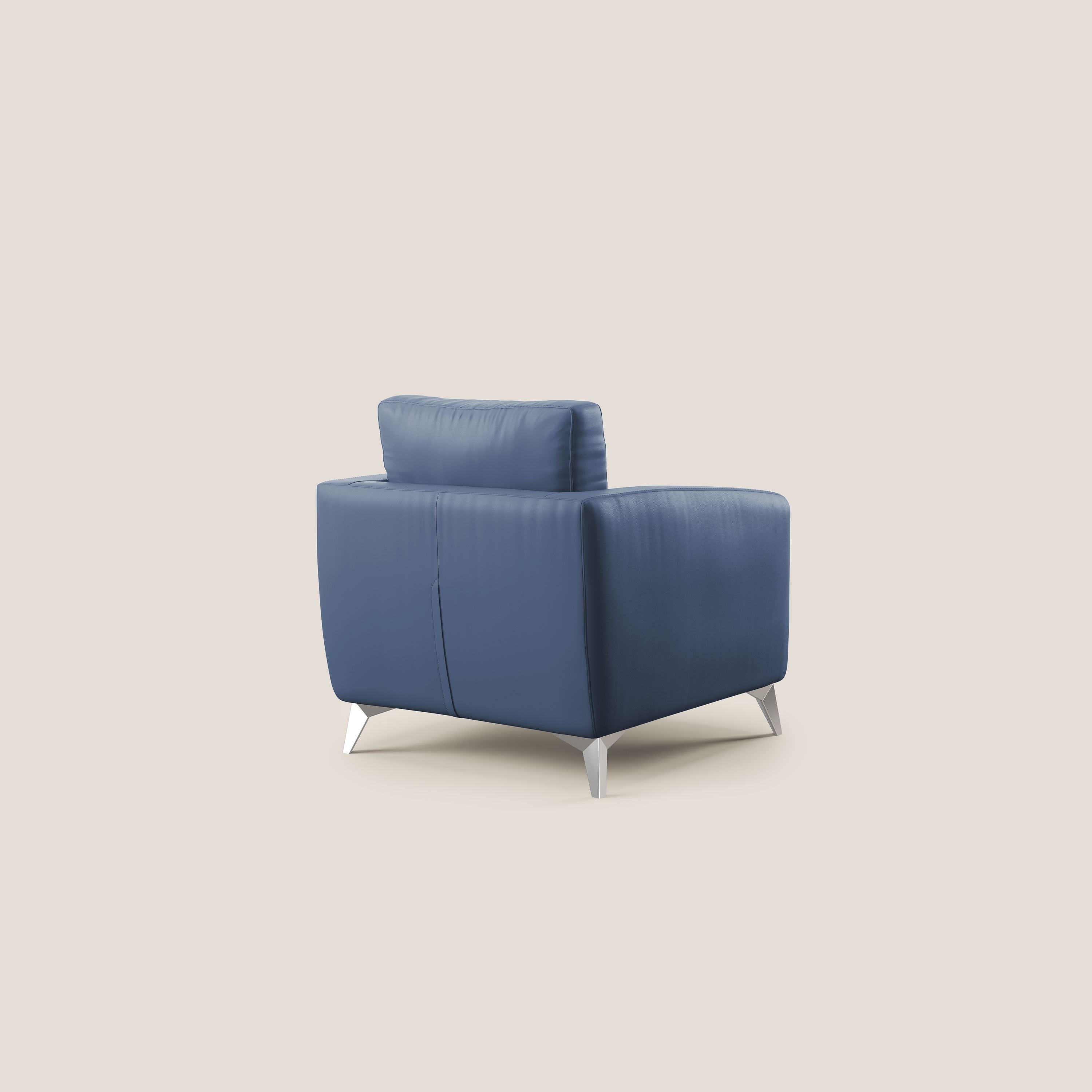 Orione Poltroncina in ecopelle moderna e impermeabile T04 blu - divani.store