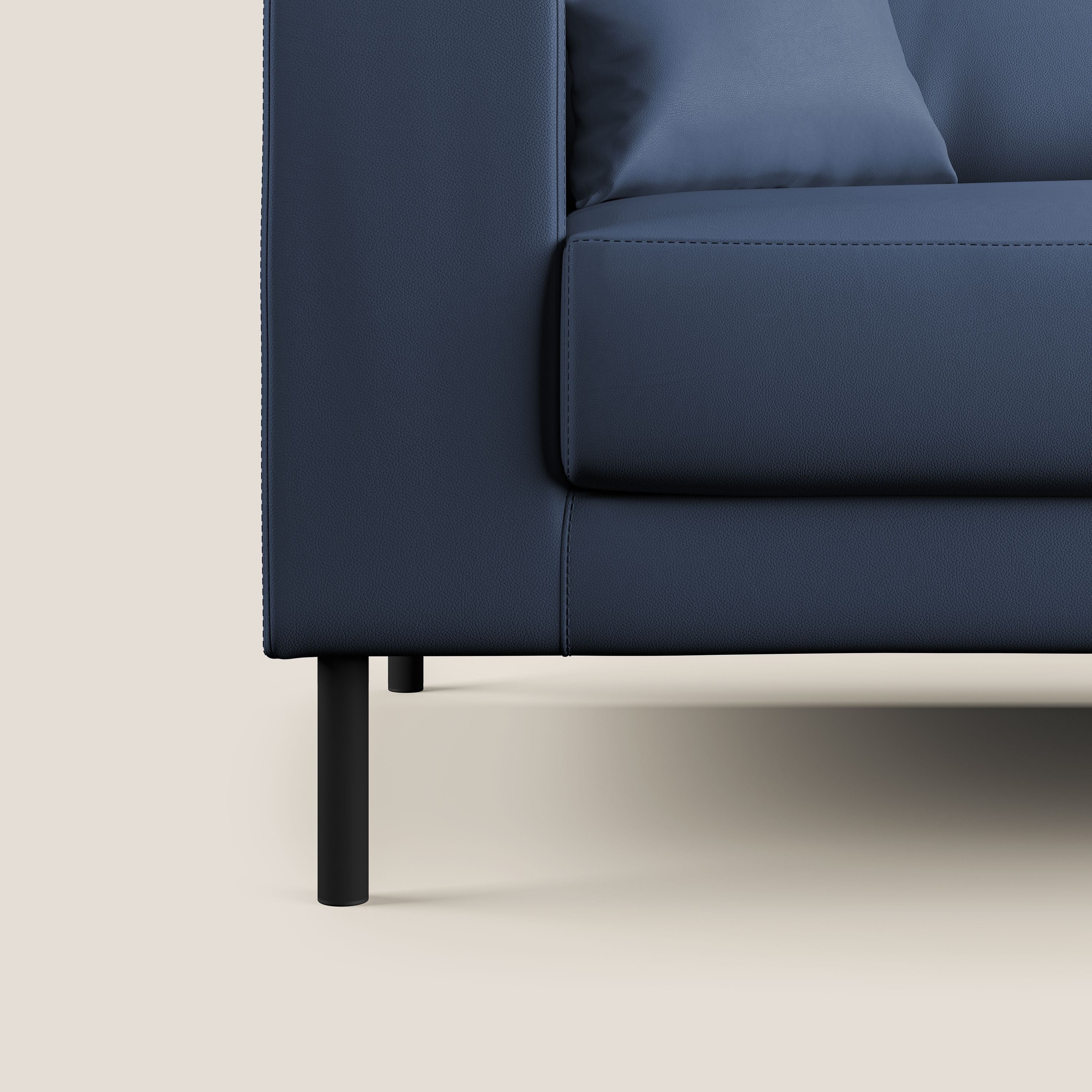 Uranio divano moderno lineare in Ecopelle impermeabile T04 blu - divani.store