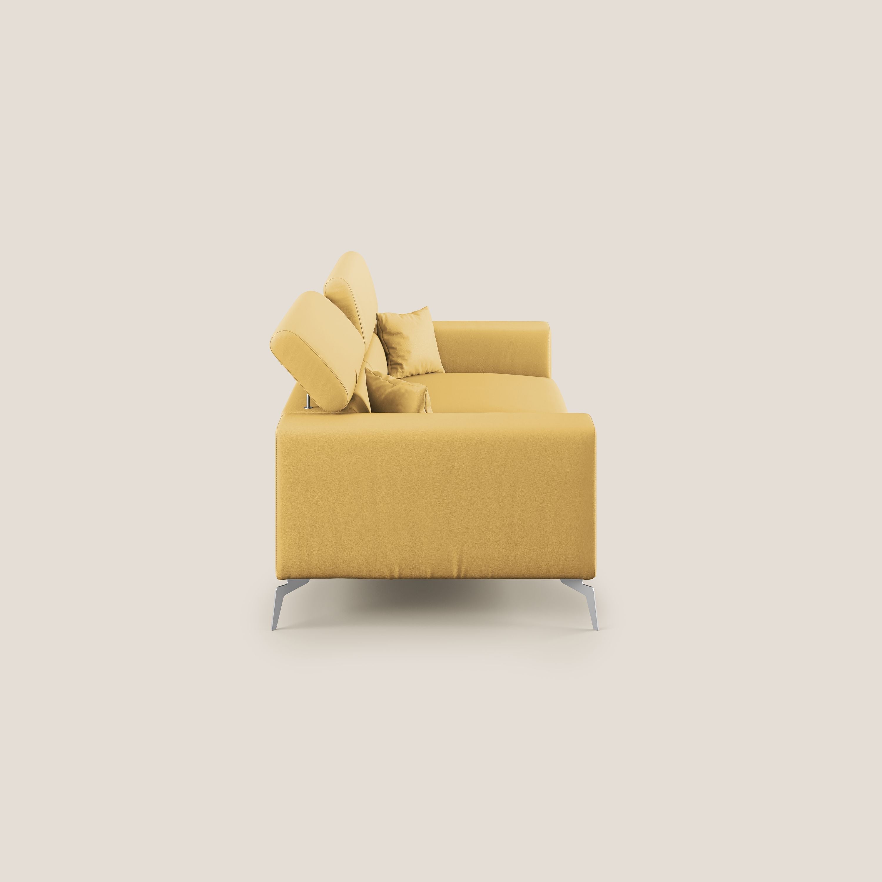 Blade Divano moderno con poggiatesta reclinabili in Ecopelle T04 giallo - divani.store