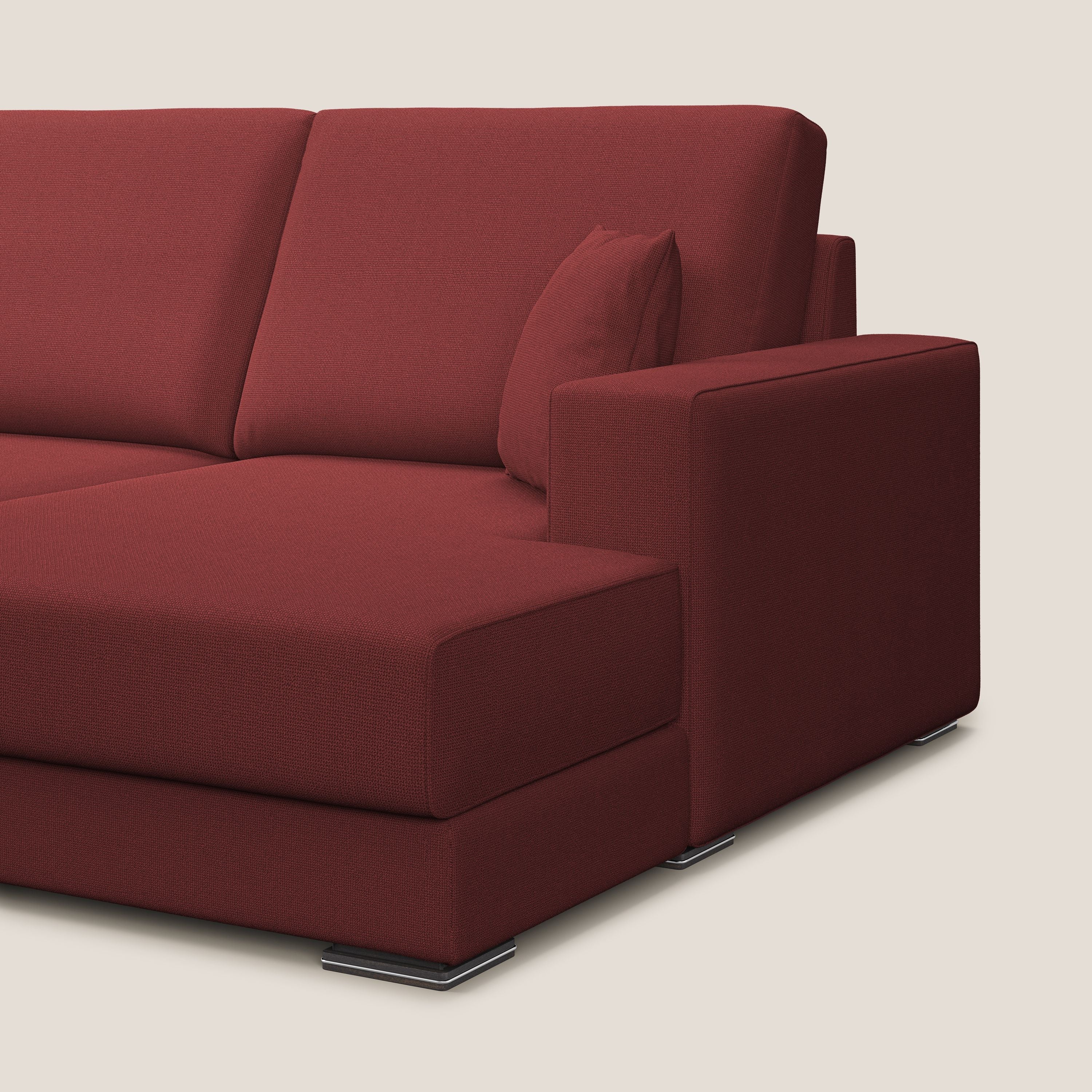 Marte divano angolare in tessuto smacchiabile impermeabile T08 rosso - divani.store