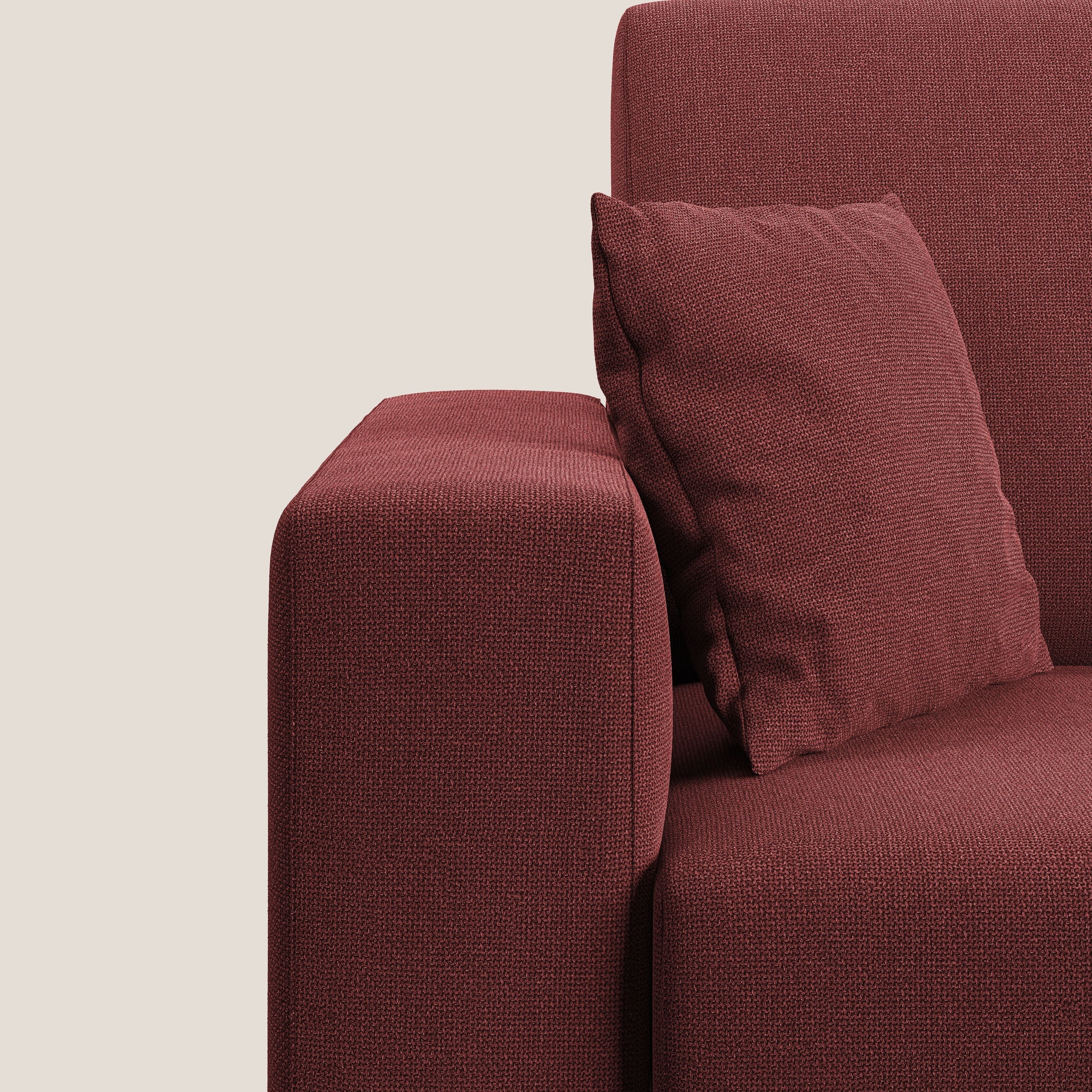 Marte divano angolare in tessuto smacchiabile impermeabile T08 rosso - divani.store