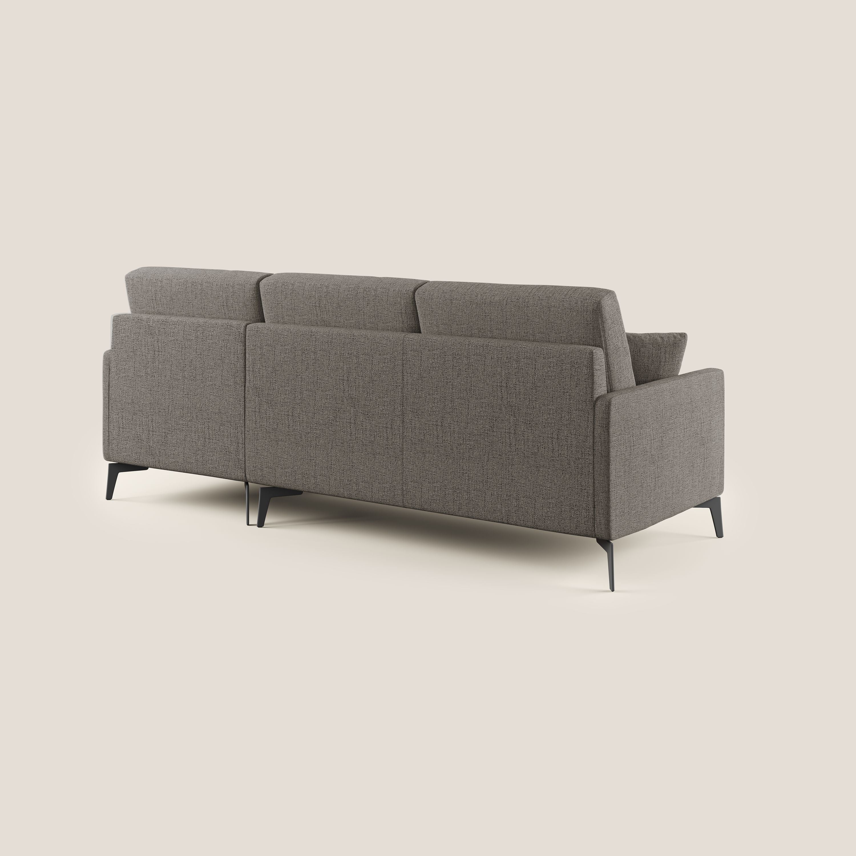 Saturno divano angolare moderno in tessuto morbido impermeabile T03 talpa - divani.store