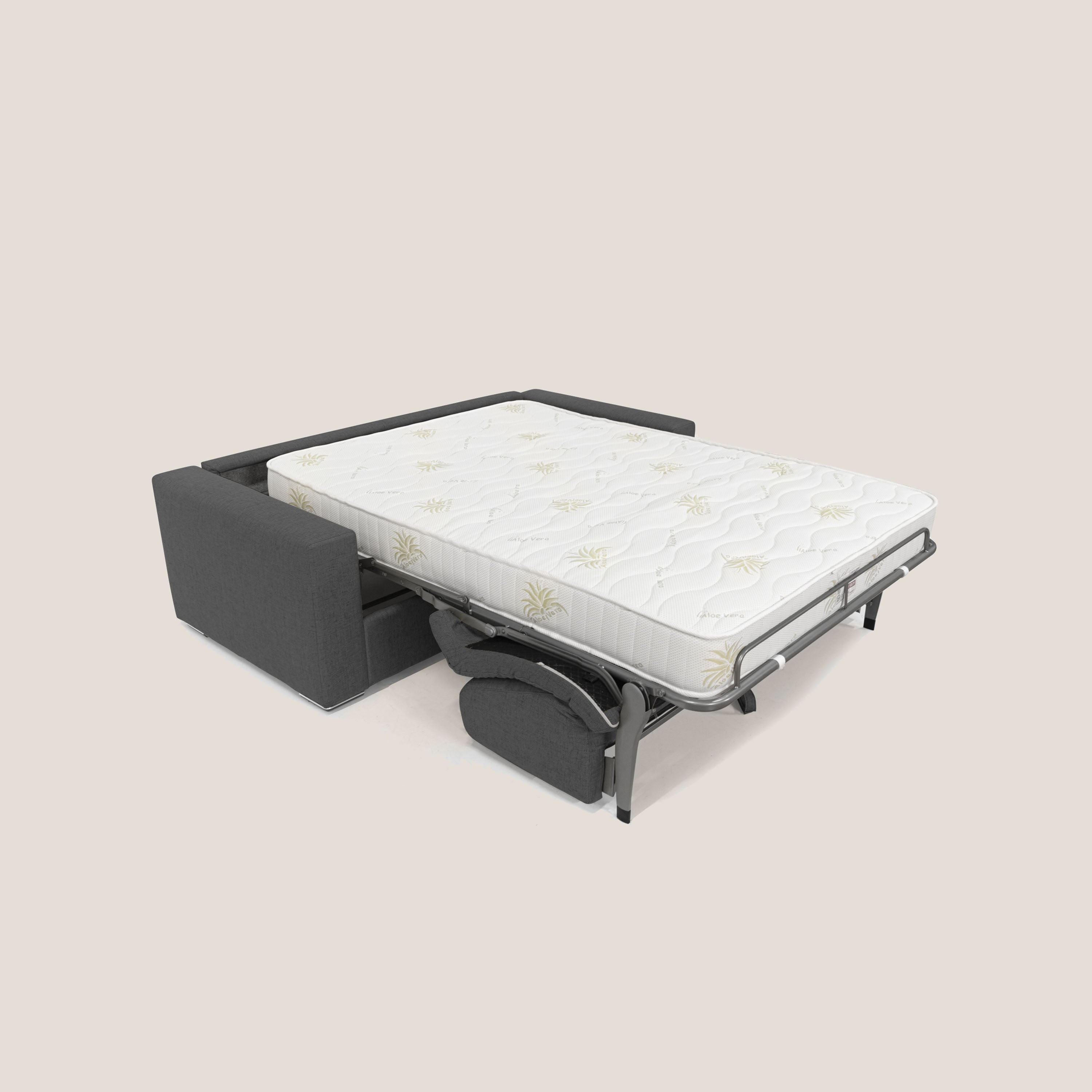 Nixon Divano letto matrimoniale con materasso 20 cm in tessuto impermeabile T03 antracite - divani.store