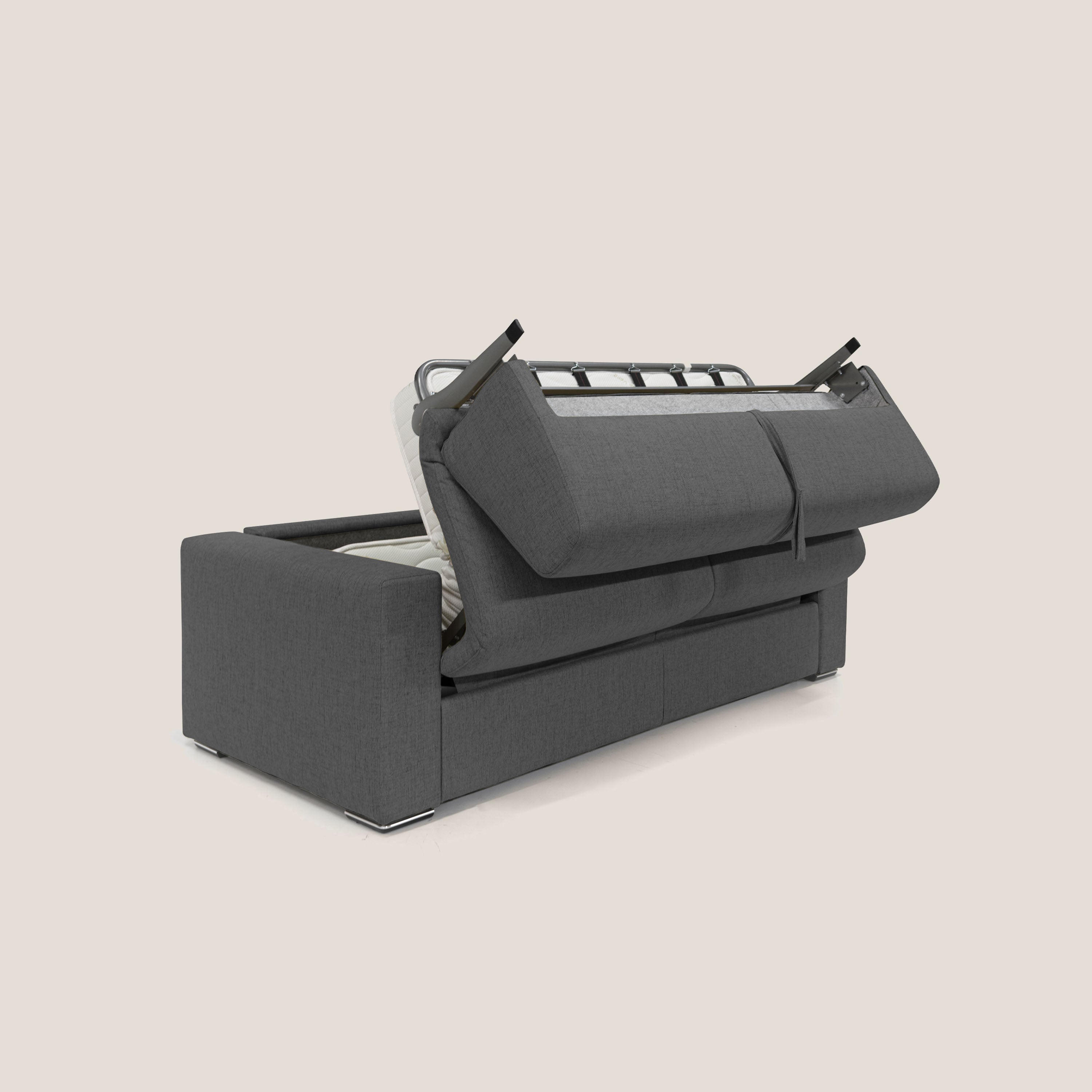 Nixon Divano letto matrimoniale con materasso 20 cm in tessuto impermeabile T03 antracite - divani.store