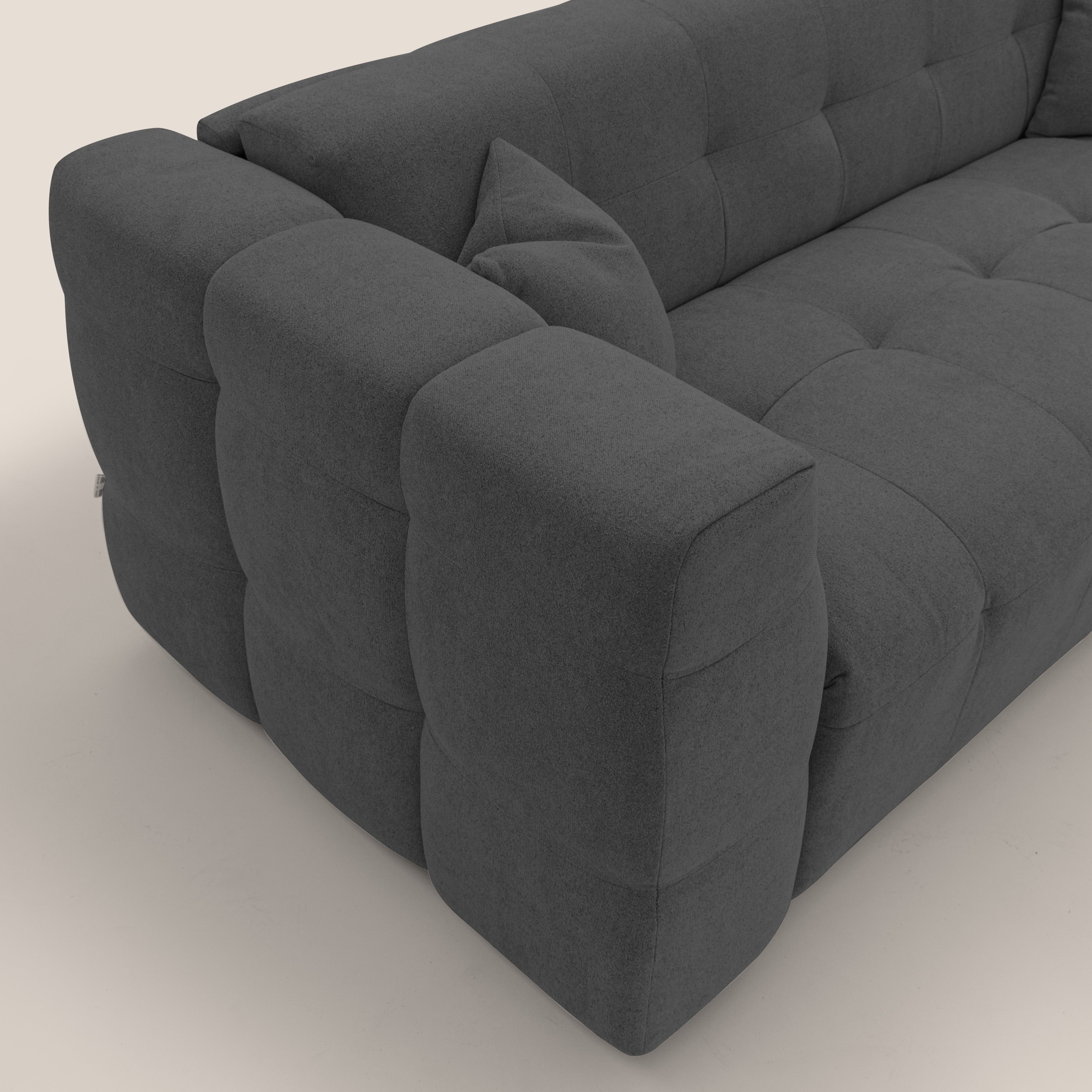 Tender Divano letto matrimoniale dal design innovativo in tessuto bouclet impermeabile T07 antracite - divani.store