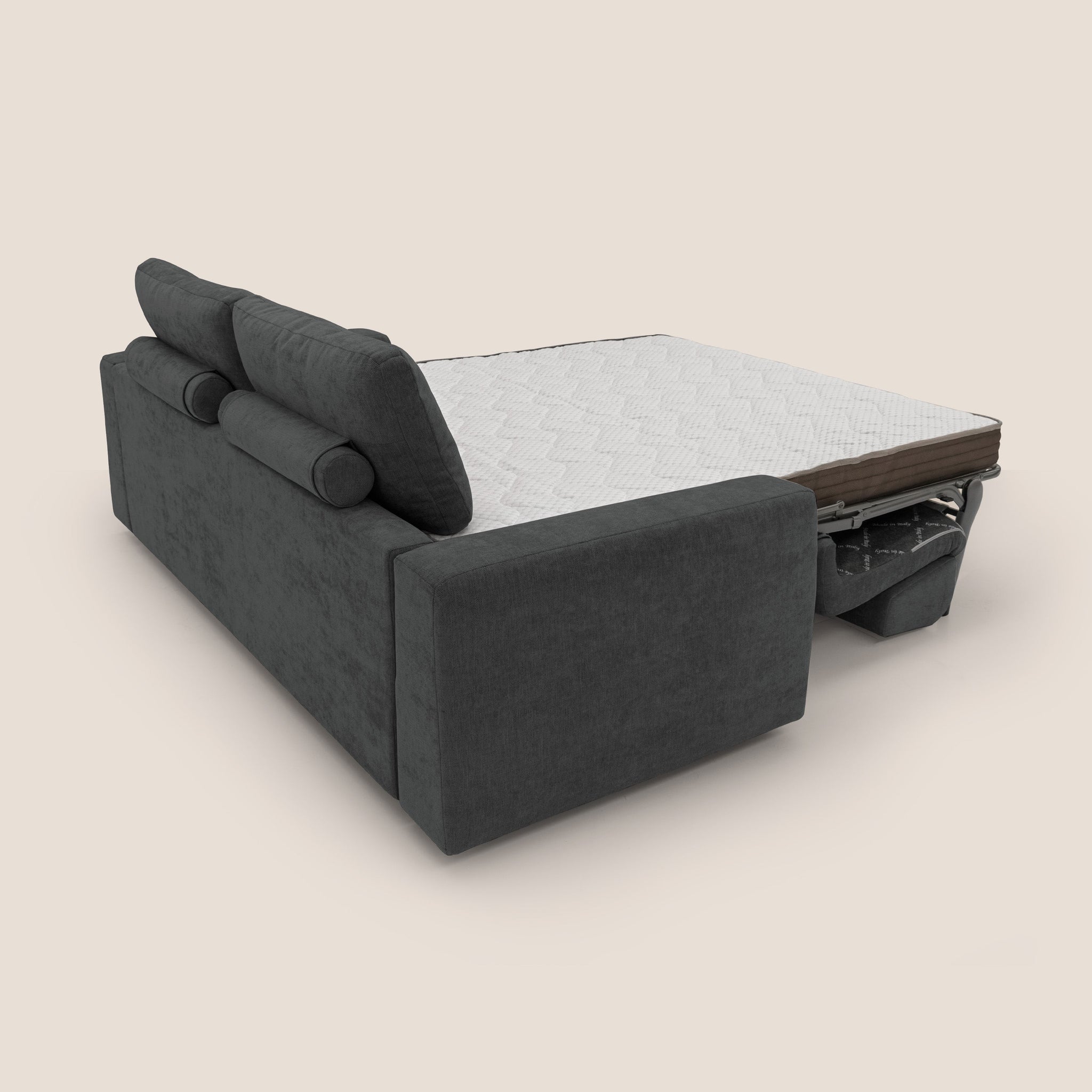 Freia Minimales Schlafsofa mit h15 cm Matratze und weichen Rückenlehnen aus wasserfestem Stoff T14